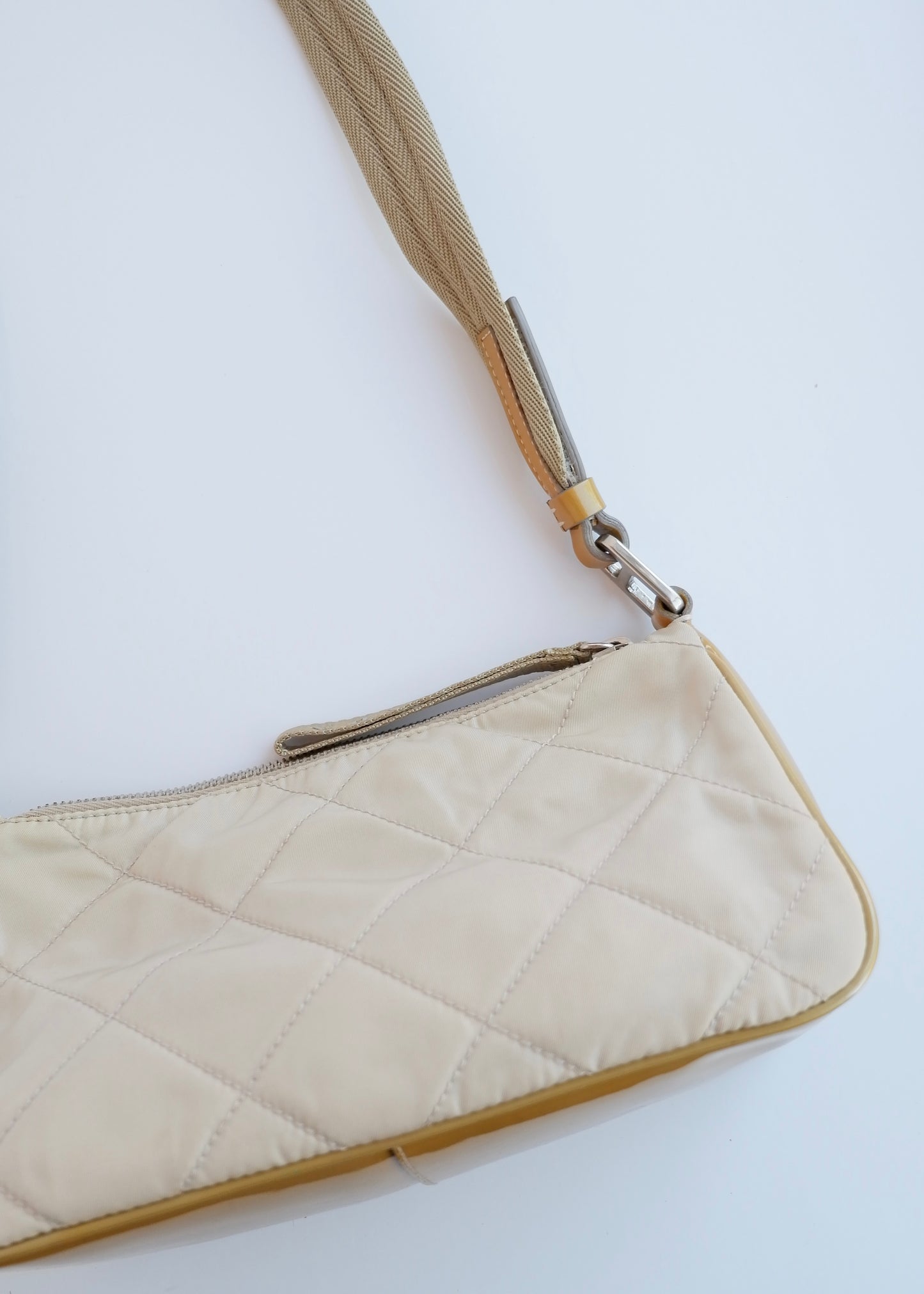 Authentic Preowned Prada Beige Quilted Nylon Crossbody Bag