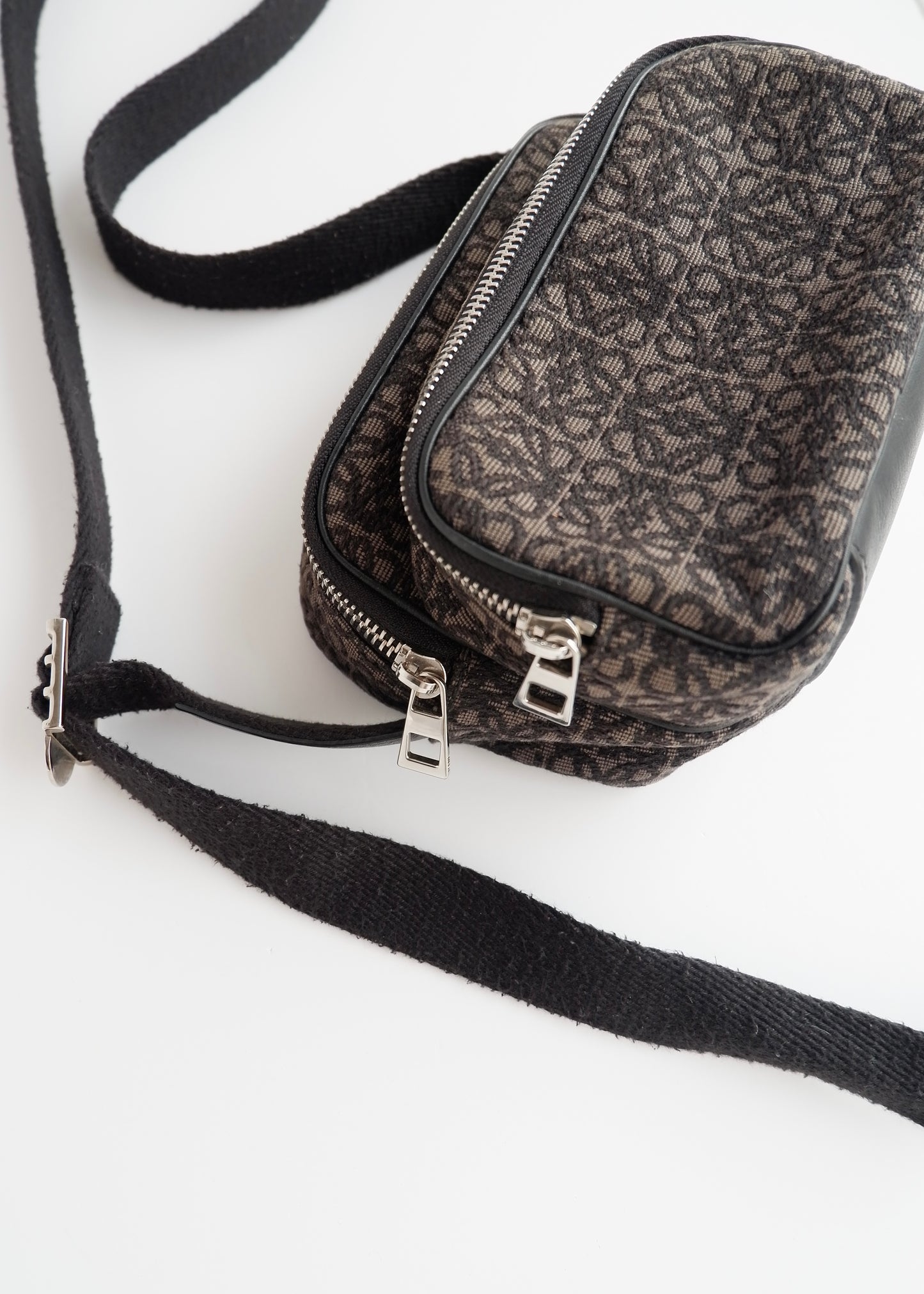 Authentic Preowned Loewe Black Canvas Anagram Crossbody Bag