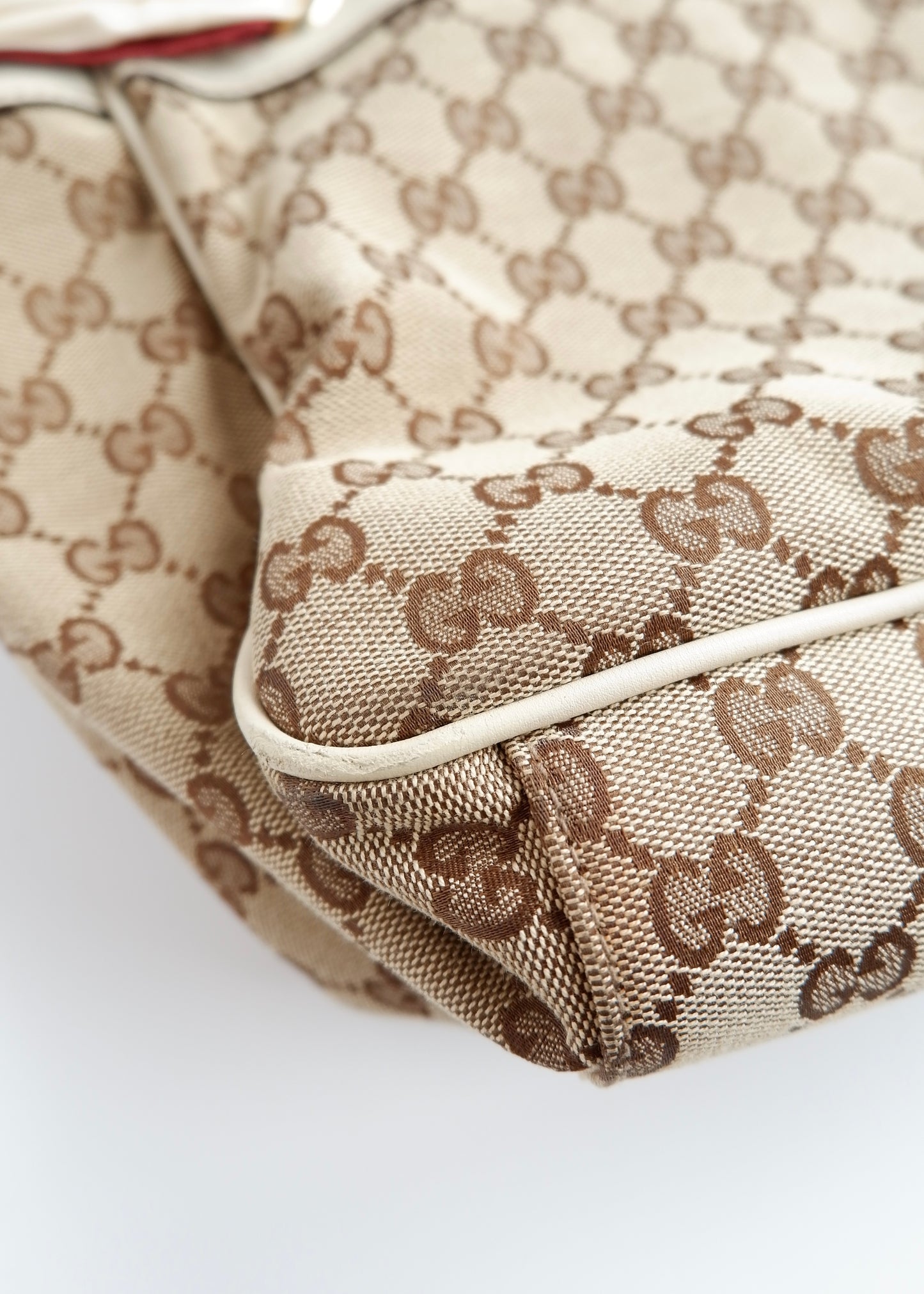 Authentic Preowned Gucci White GG Canvas/ Scarf Detail Handbag