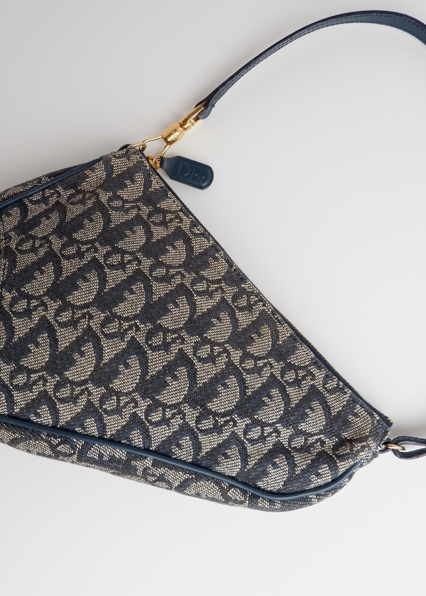 Authentic Preowned Vintage Dior Navy Oblique Canvas Saddle Bag