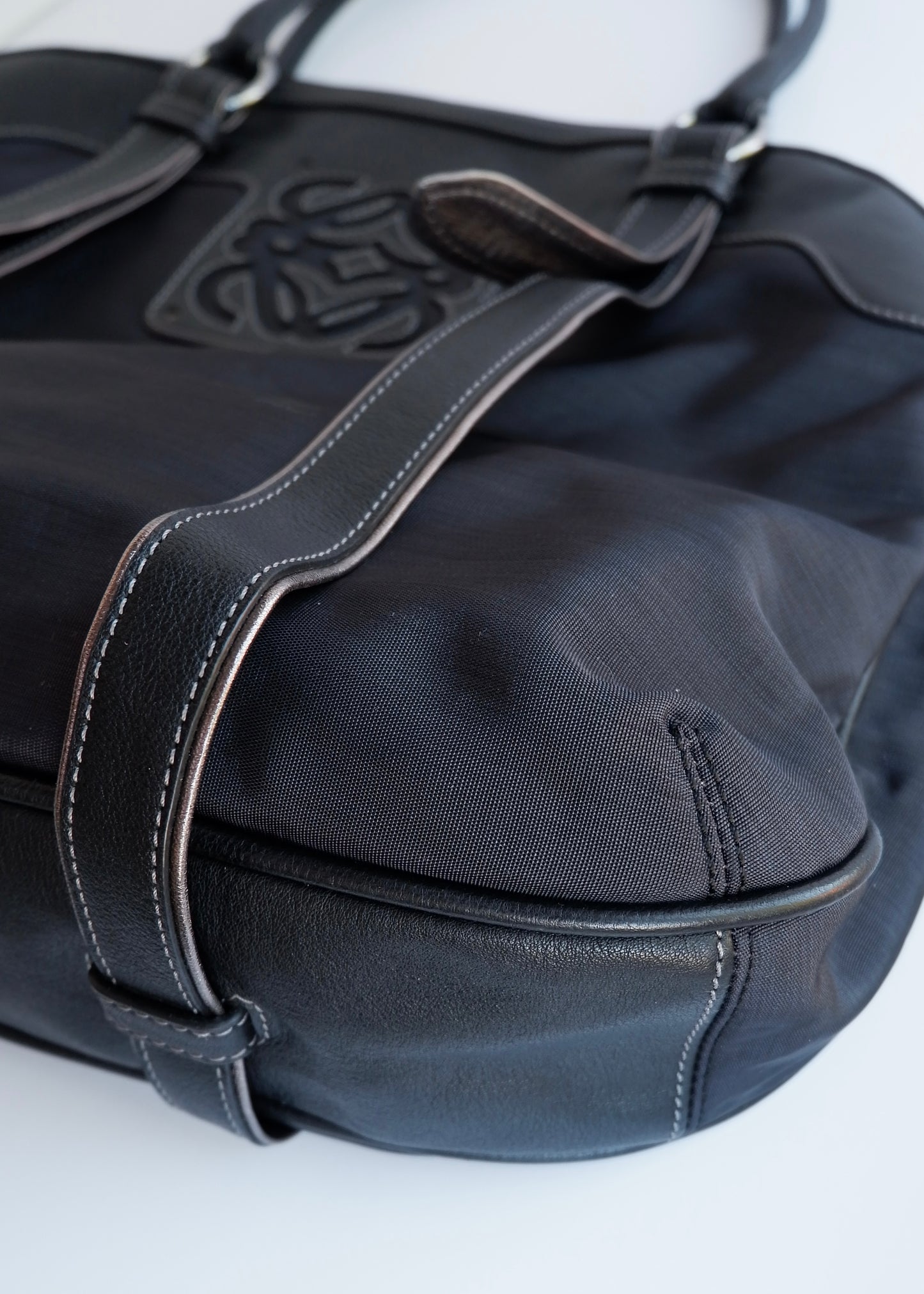 Authentic Preowned Loewe Navy/Black Nylon/Leather Shoulder Tote