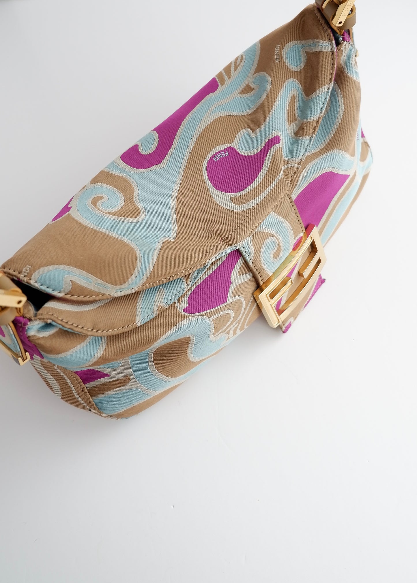 Authentic Preowned Fendi Psychedelic Swirl Multi Color Baguette Shoulder Bag