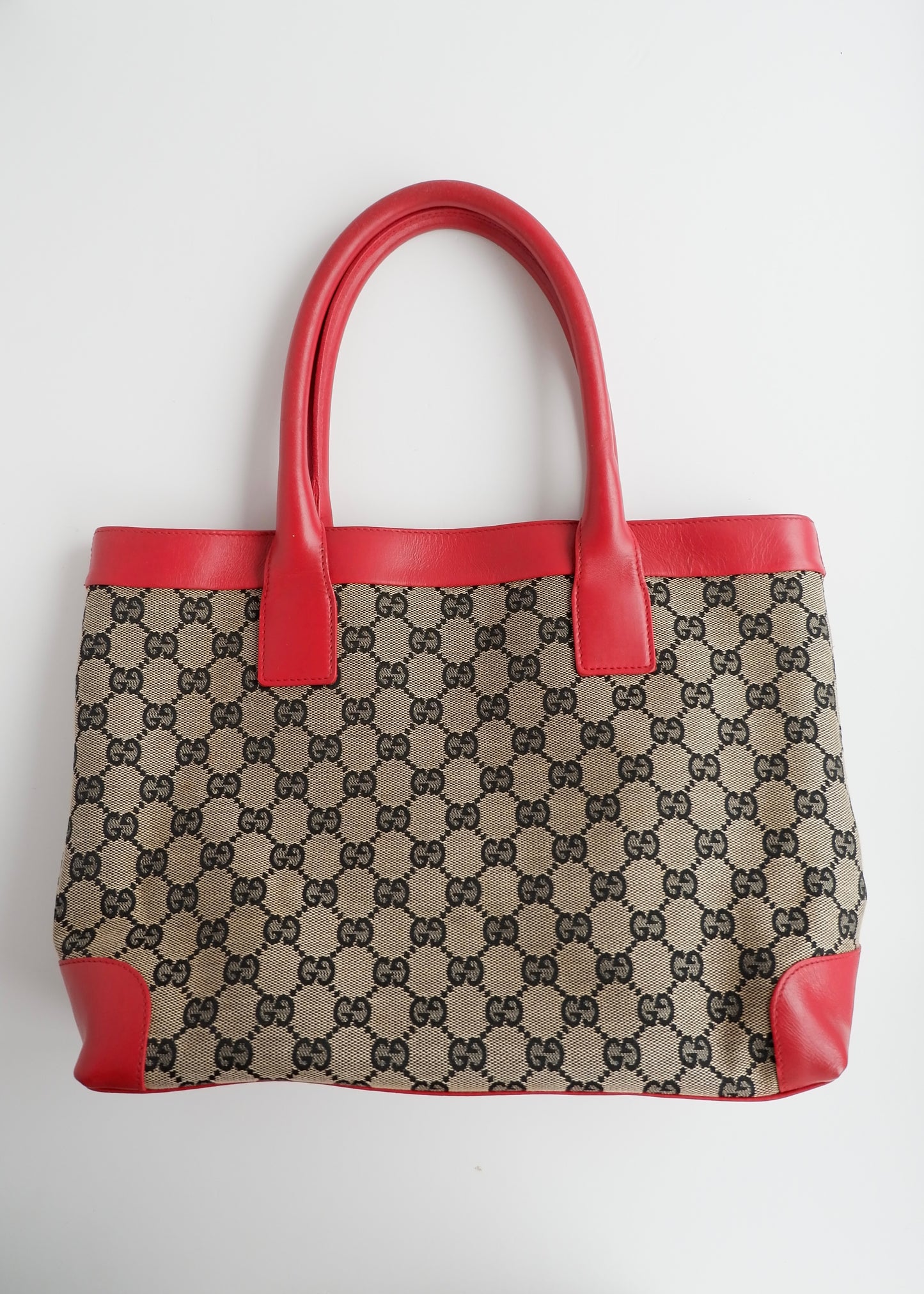 Authentic Preowned Gucci GG Canvas Red/ Navy Shoulder Bag