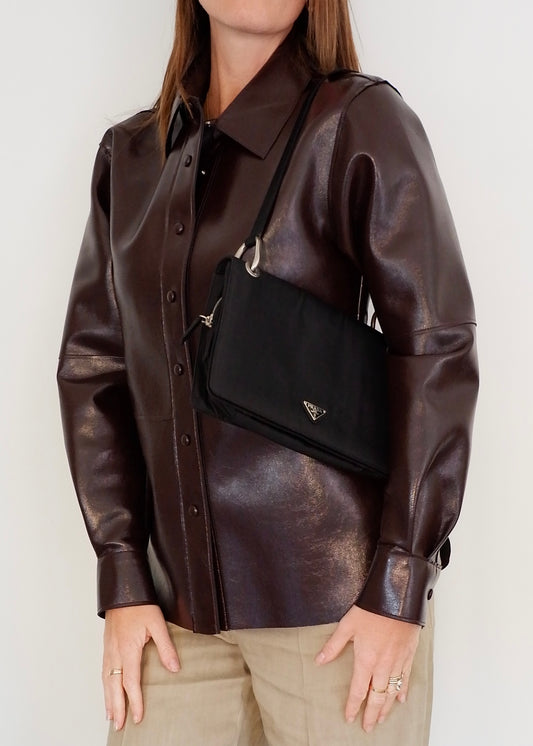 Authentic Preowned Prada Black Nylon Hobo Shoulder Bag