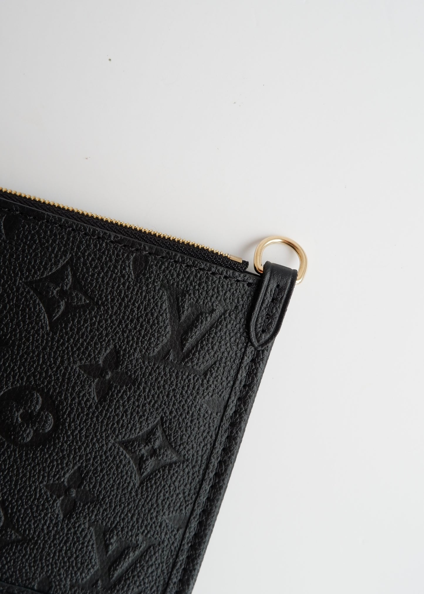 Authentic Preowned Louis Vuitton Black Empreinte Monogram Wrislet Pouch (For Neverfull)