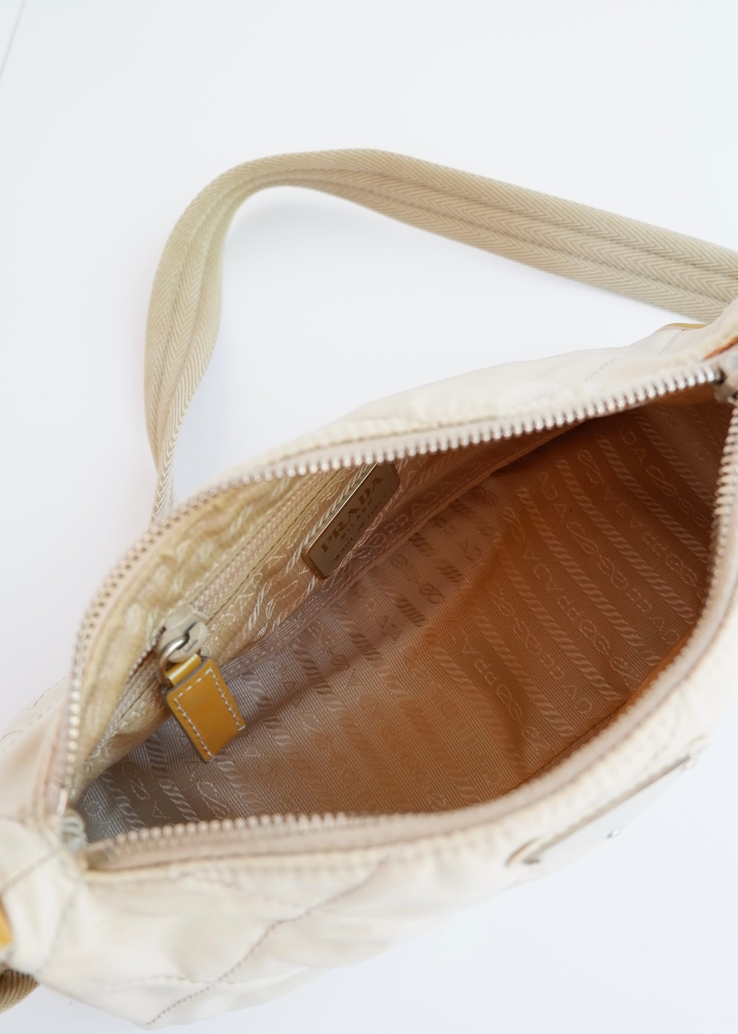 Authentic Preowned Prada Beige Quilted Nylon Crossbody Bag