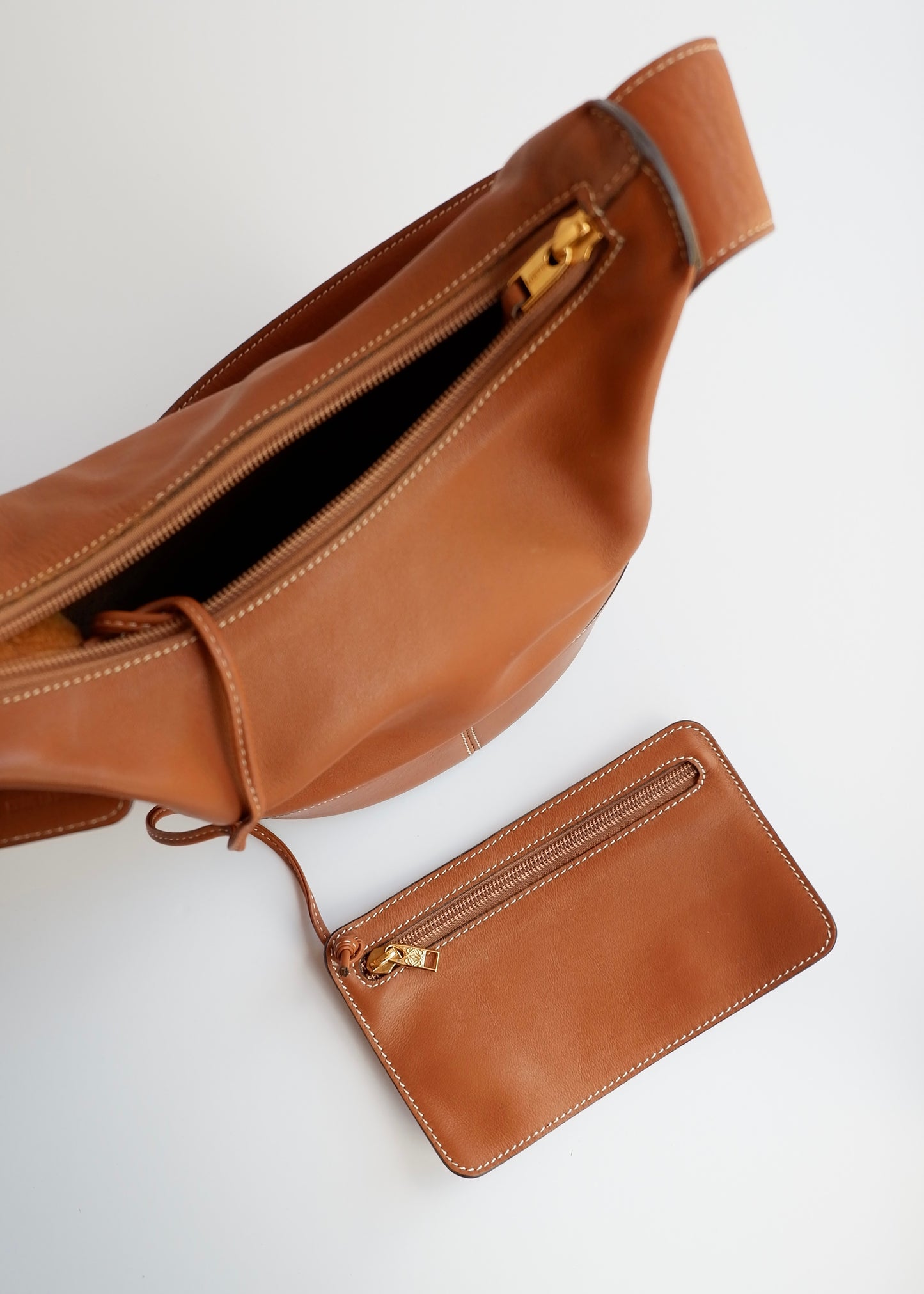 Authentic Preowned Vintage Loewe Chestnut Brown Leather Shoulder Bag