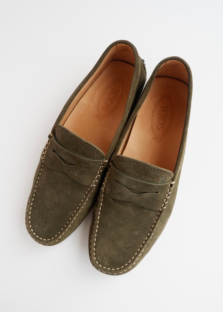 Authentic Preowned TOD's Olive Green Suede Driving Loafers - 8 (Men's)