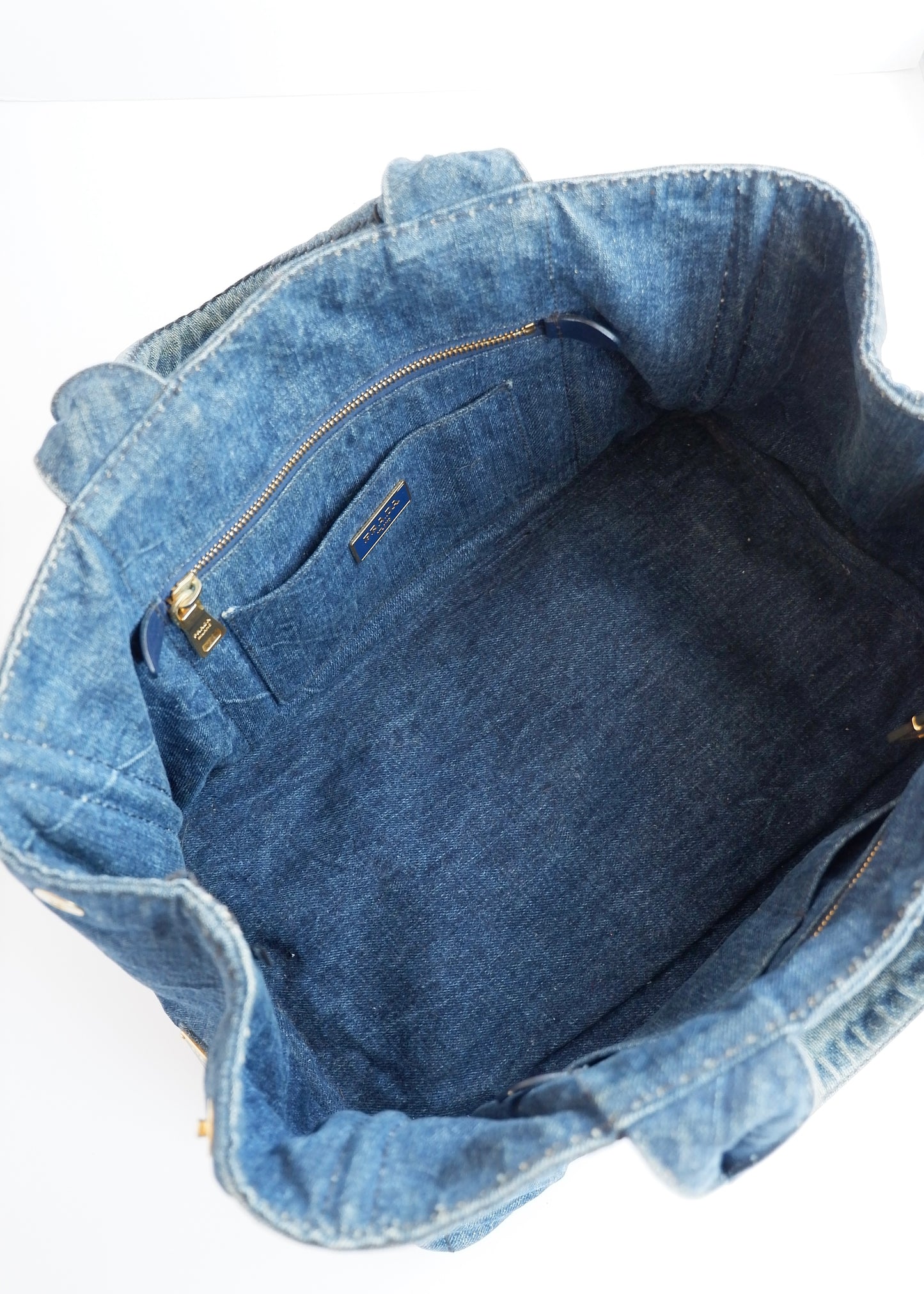 Authentic Preowned Prada Navy Denim Canapa Tote Bag