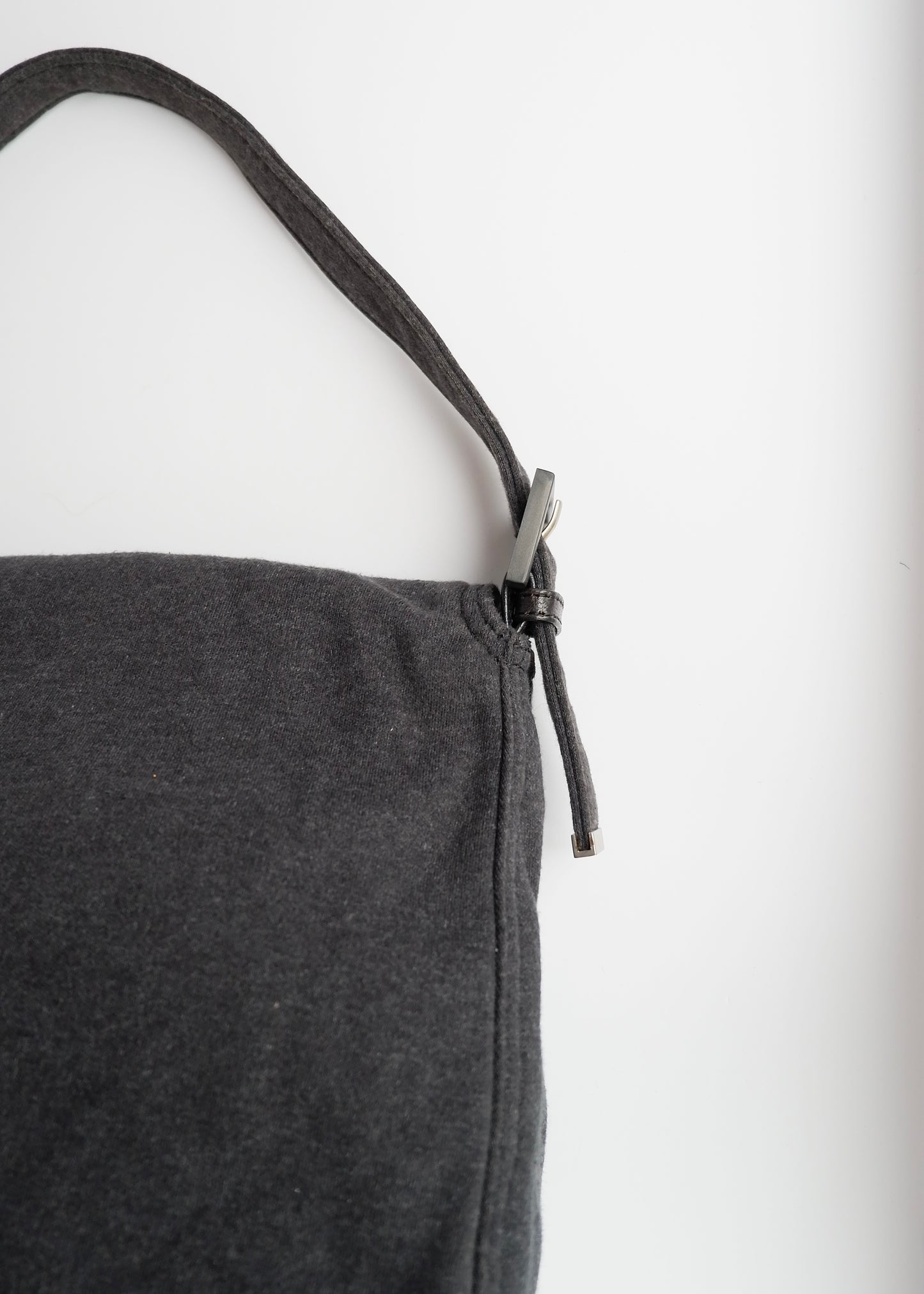 Authentic Preowned Fendi Dark Grey Cotton Mamma Baguette Shoulder Bag