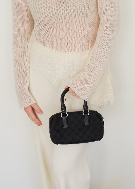 Authentic Preowned Gucci Black GG Canvas Mini Boston Bag