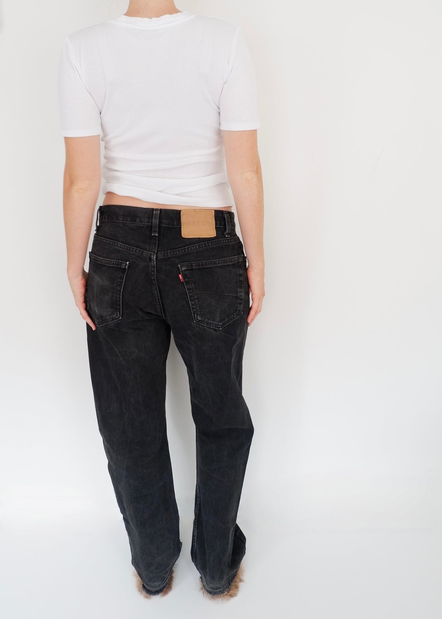 Levis Vintage Black 505 Straight Leg Jeans - 34