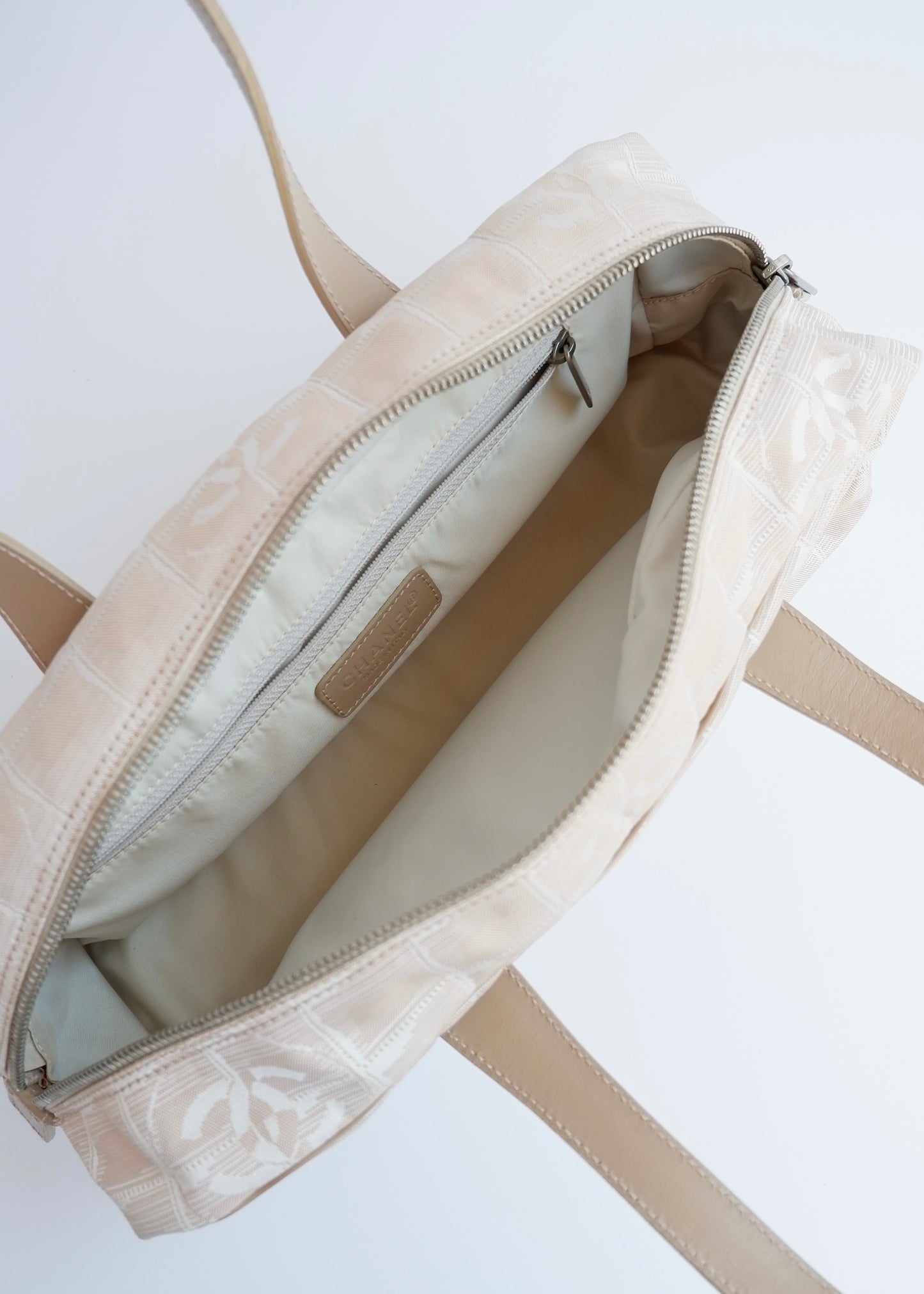 Authentic Preowned Chanel Beige Canvas/Leather New Travel Line Shoulder Bag