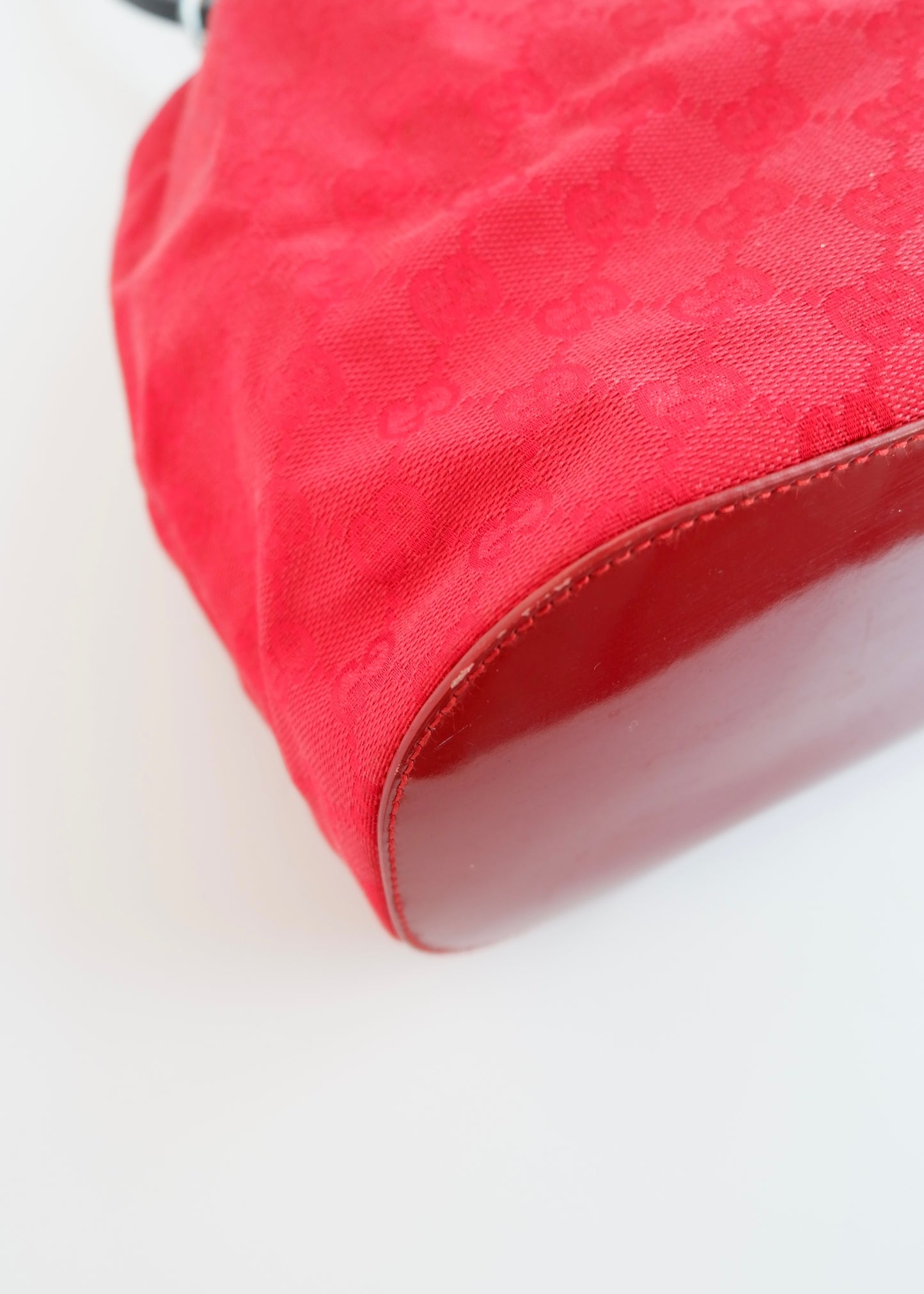 Authentic Preowned Gucci Red GG Canvas Hoop Shoulder Bag