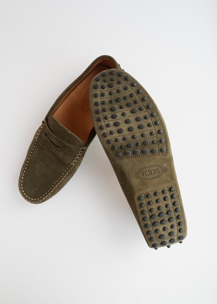 Authentic Preowned TOD's Olive Green Suede Driving Loafers - 8 (Men's)