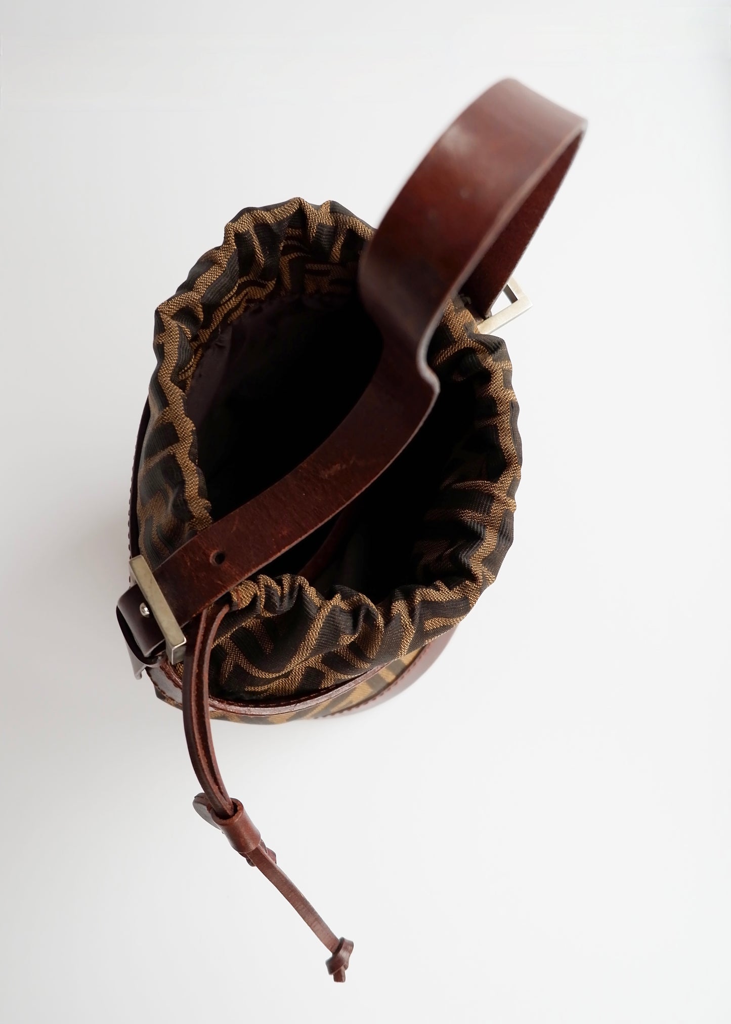 Authentic Preowned Vintage Fendi Brown Zucca Bucket Handbag