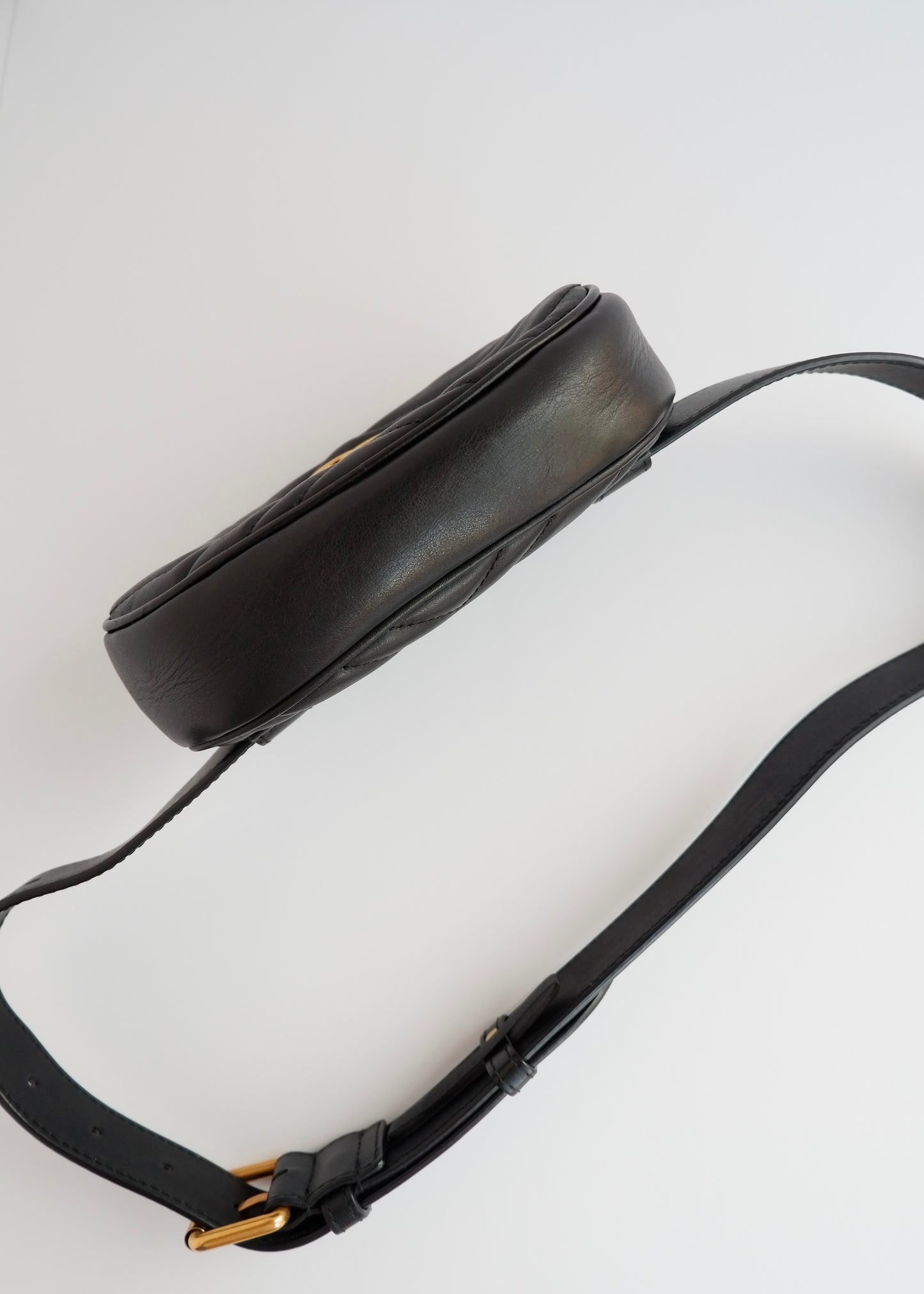 Authentic Preowned Gucci Black Leather Marmont Belt Bag