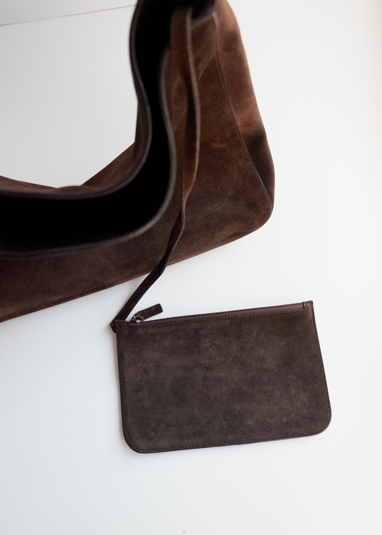 Authentic Preowned Gucci Brown Suede Shoulder Bag w/ Pouch