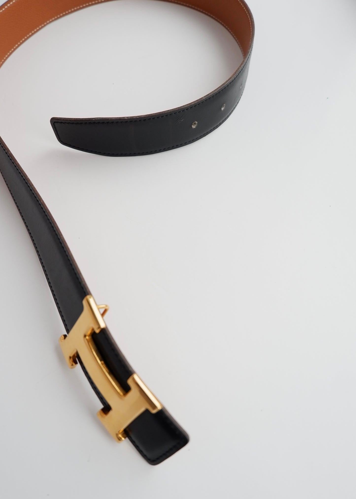 Authentic Preowned Hermes Black/ Brown H Belt GHW - 65
