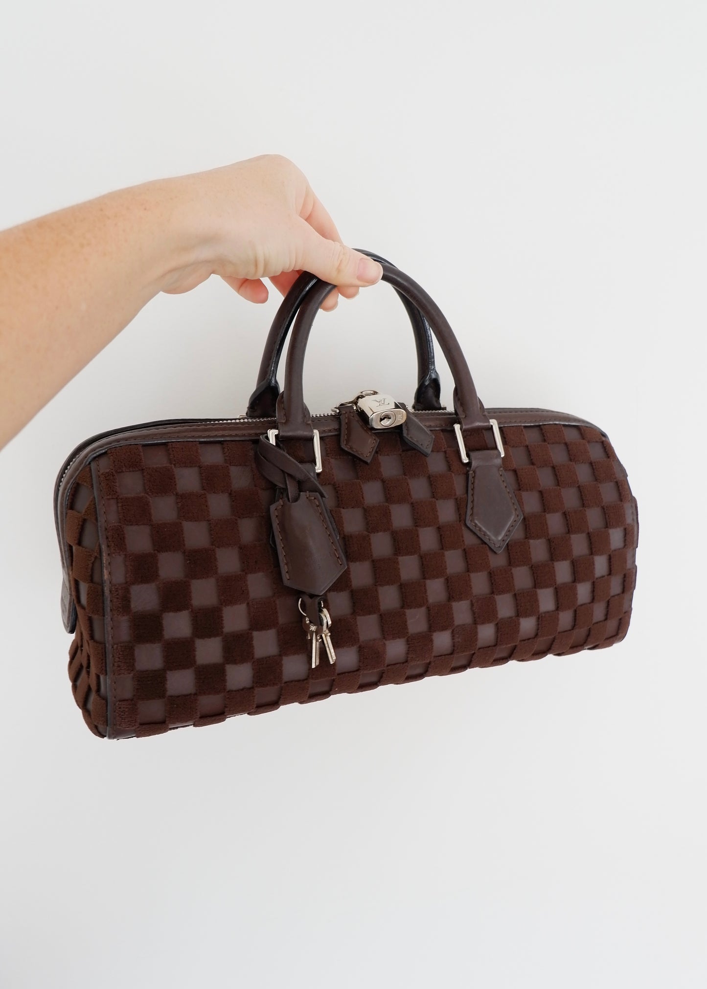 Authentic Preowned Louis Vuitton Damier Cubic Speedy East West Leather Brown Special Edition (Spring 2013) Hand Bag