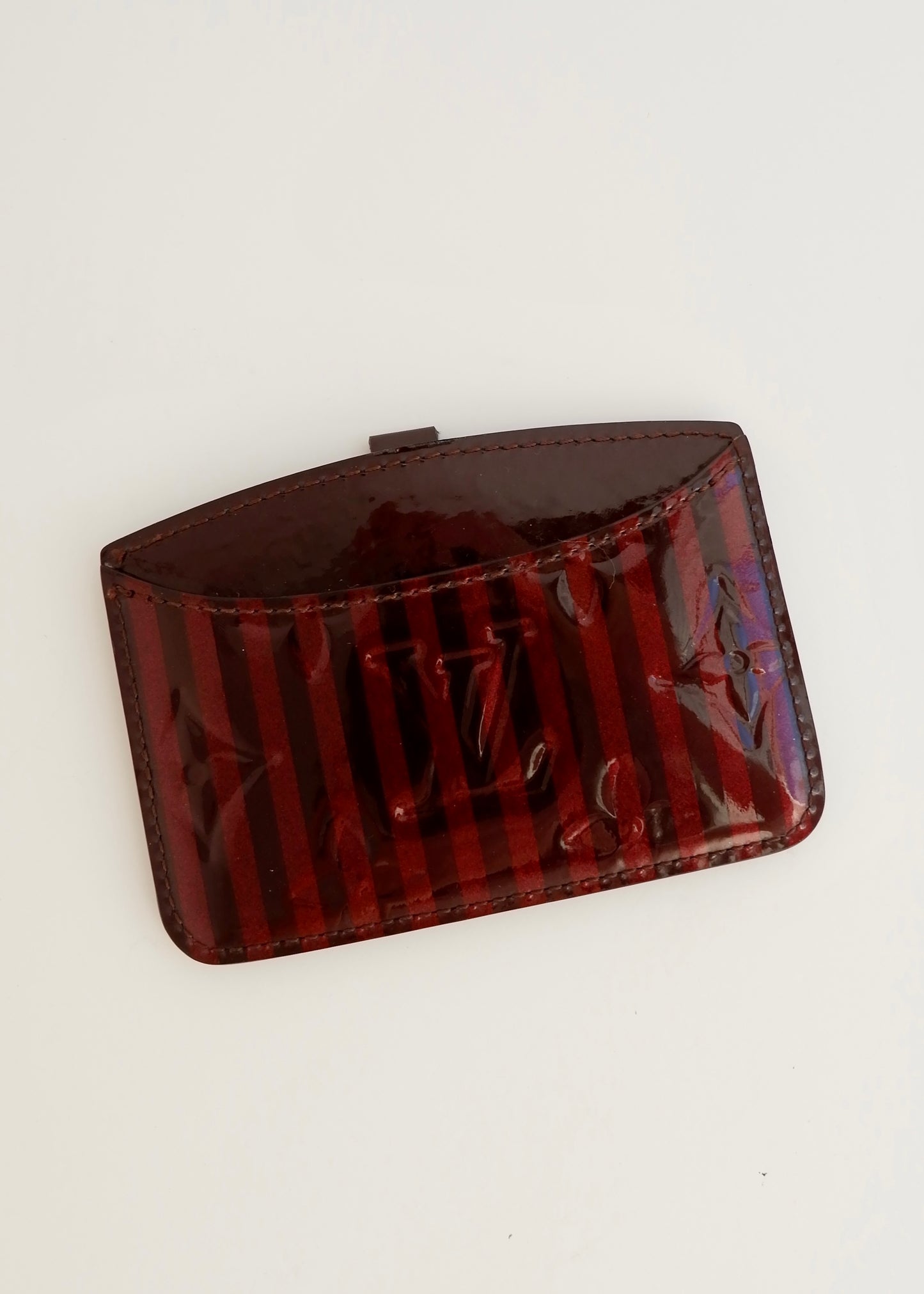 Authentic Preowned Louis Vuitton Monogram Amarante Stripe Vernis Card Holder
