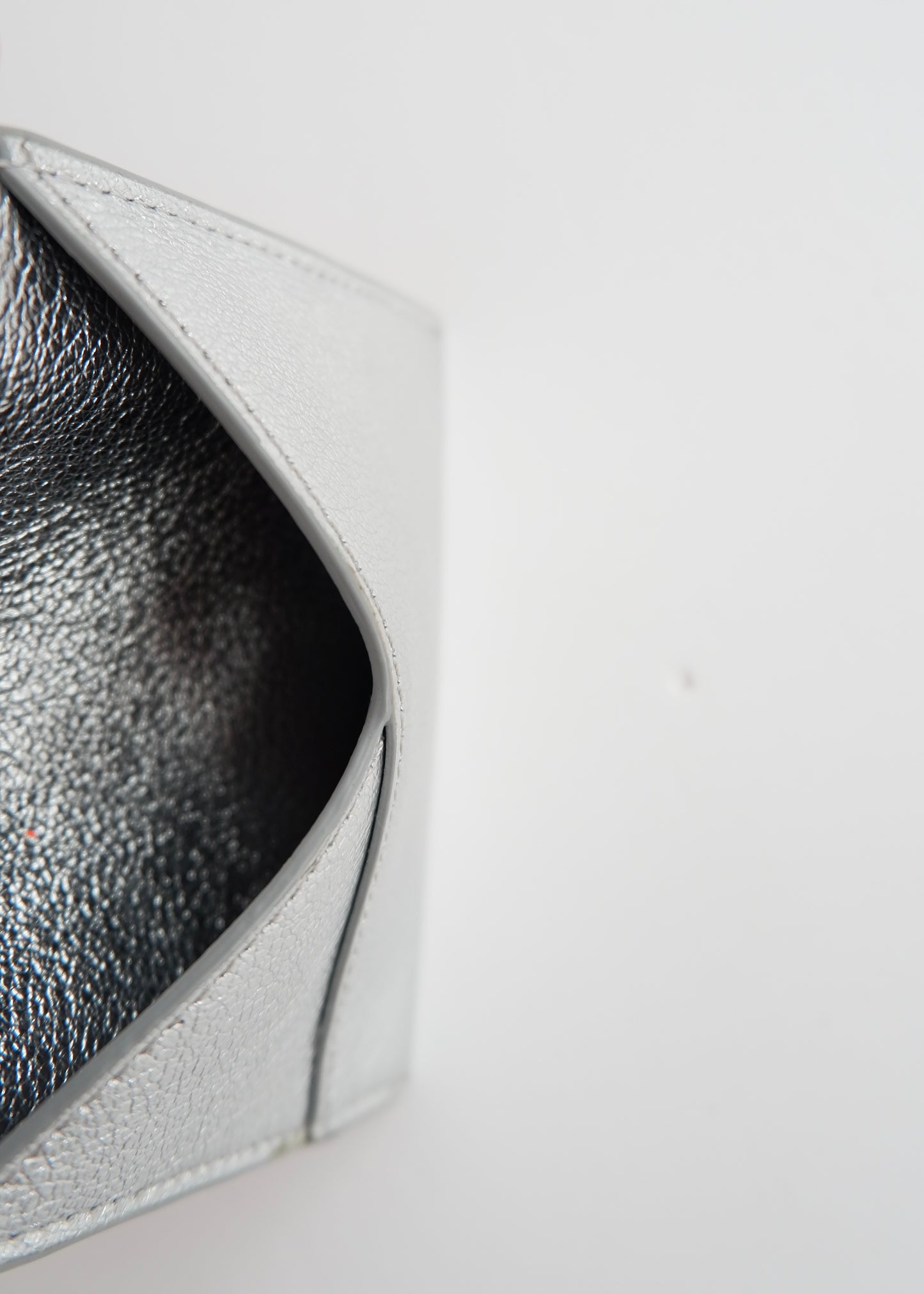 Authentic Preowned Maison Margiela Silver Metalic Leather Card Holder