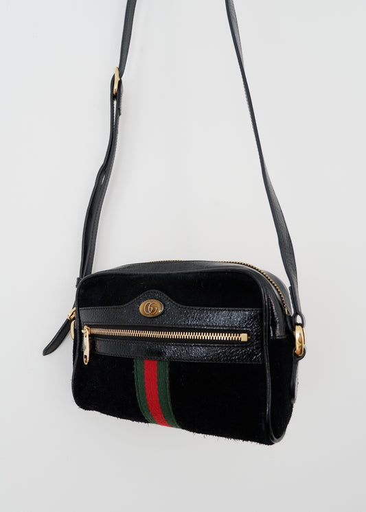 Authentic Preowned Gucci Black Suede Ophidia Mini Crossbody Bag