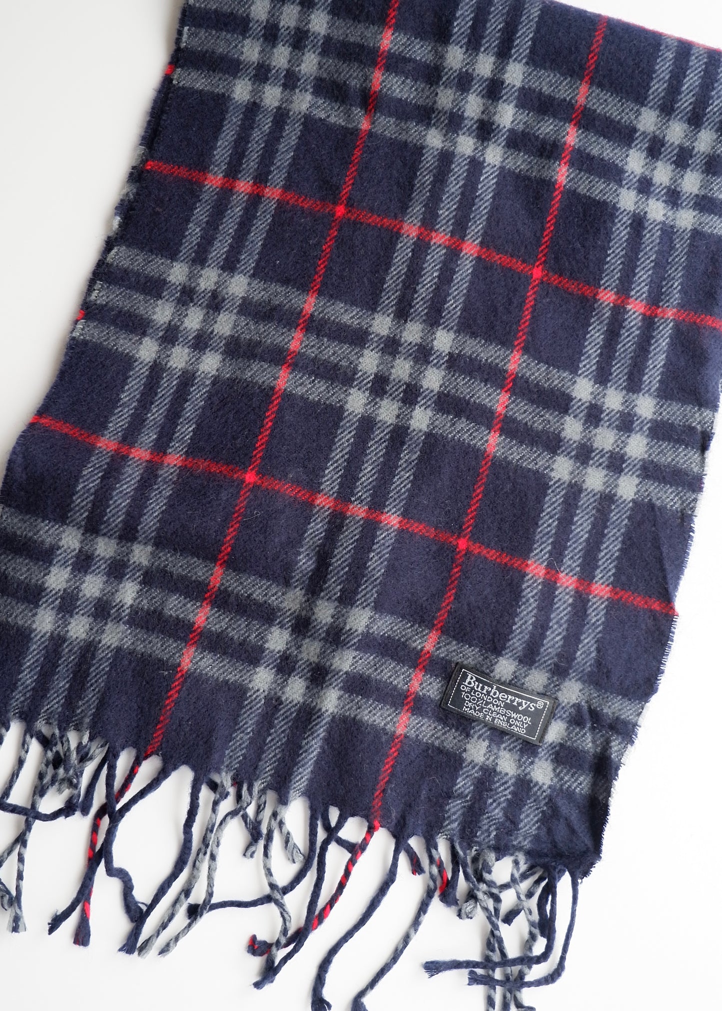 Authentic Preowned Burberry's Navy Check Wool Scarf
