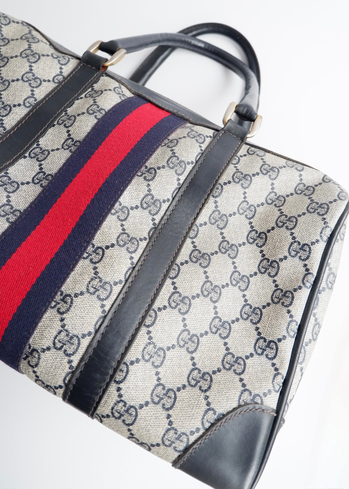 Authentic Preowned Vintage Gucci Navy Boston Bag