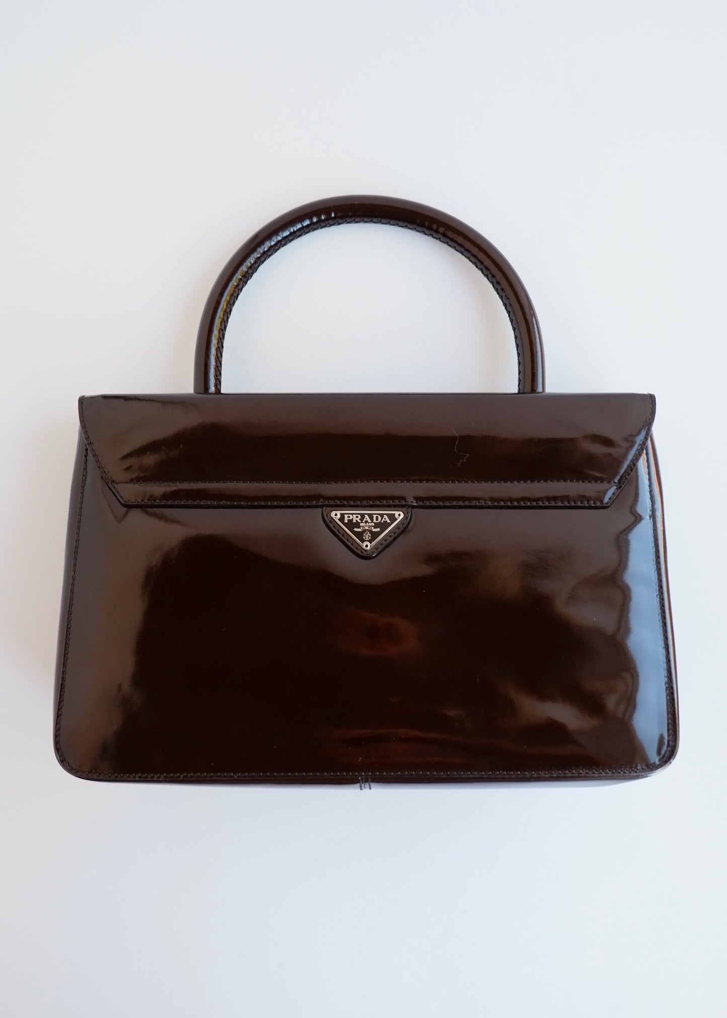 Authentic Preowned Prada Brown Patent Leather Top Handle Bag