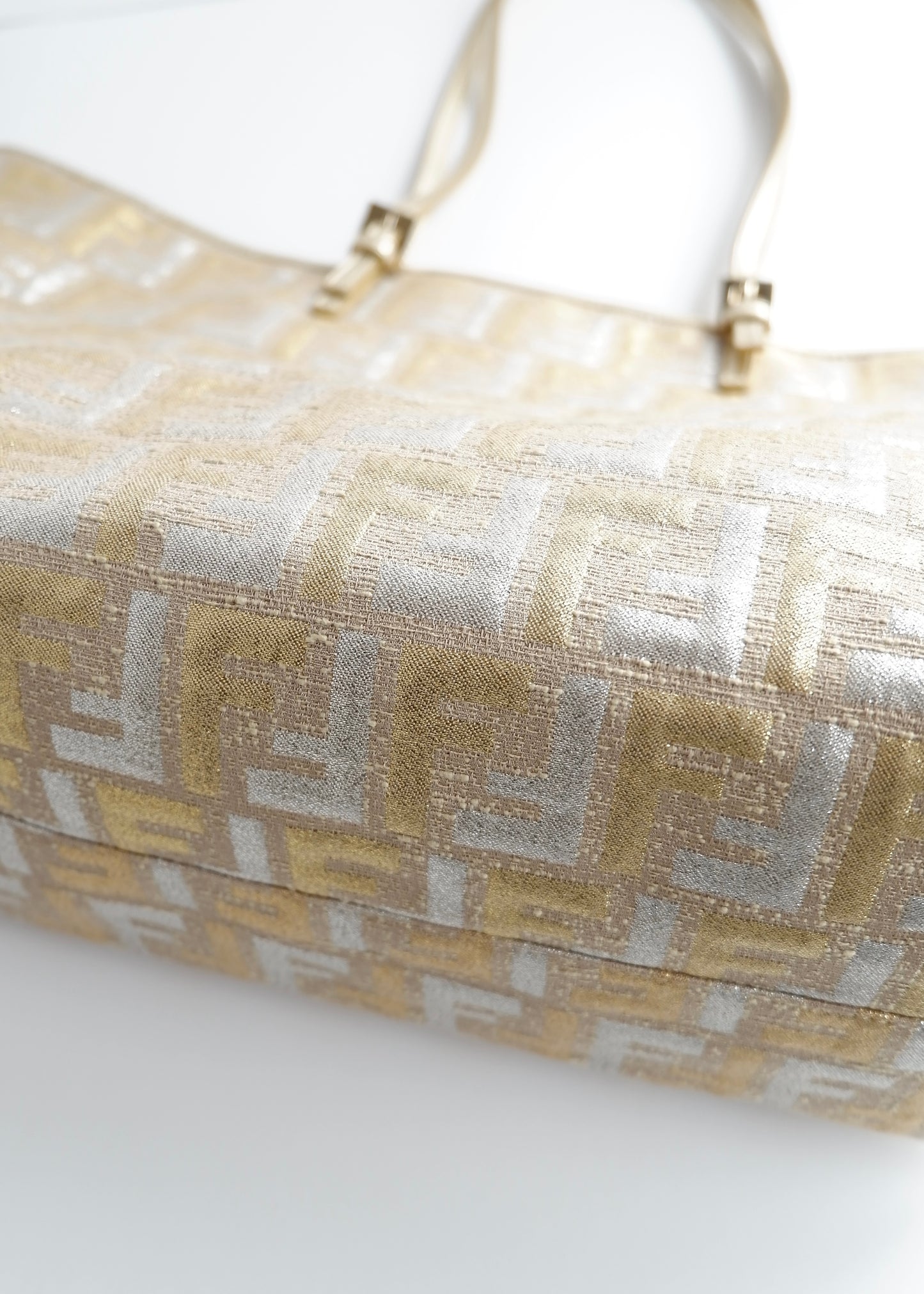 Authentic Preowned Fendi Gold/ Silver Canvas Zucca Tote Bag