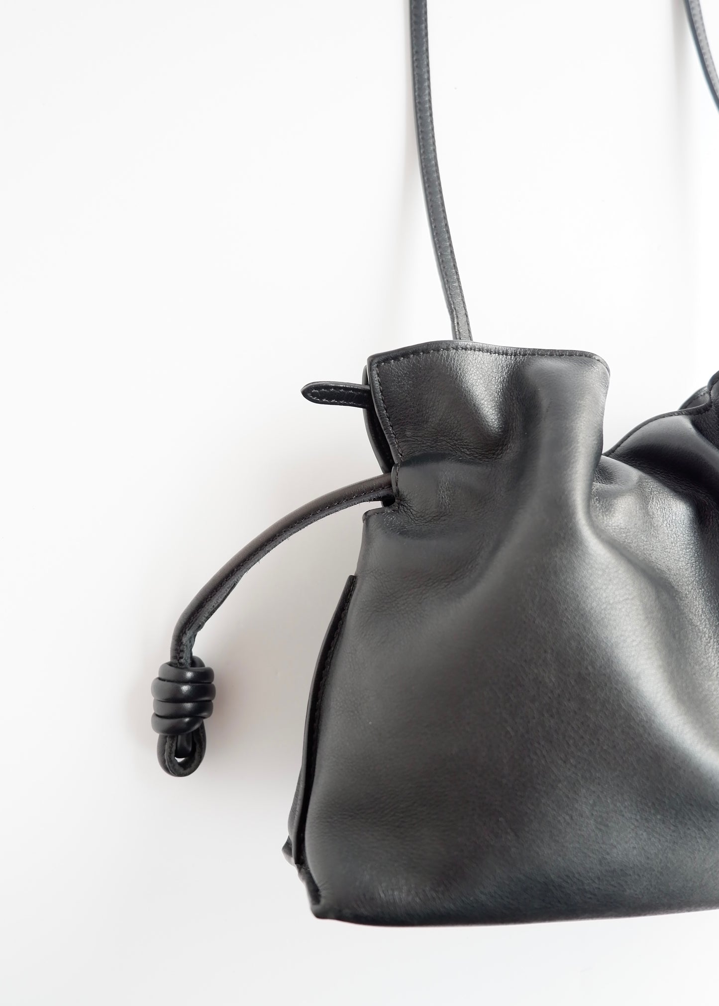 Authentic Preowned Loewe Black Leather Flamenco Knot Clutch/ Crossbody Bag