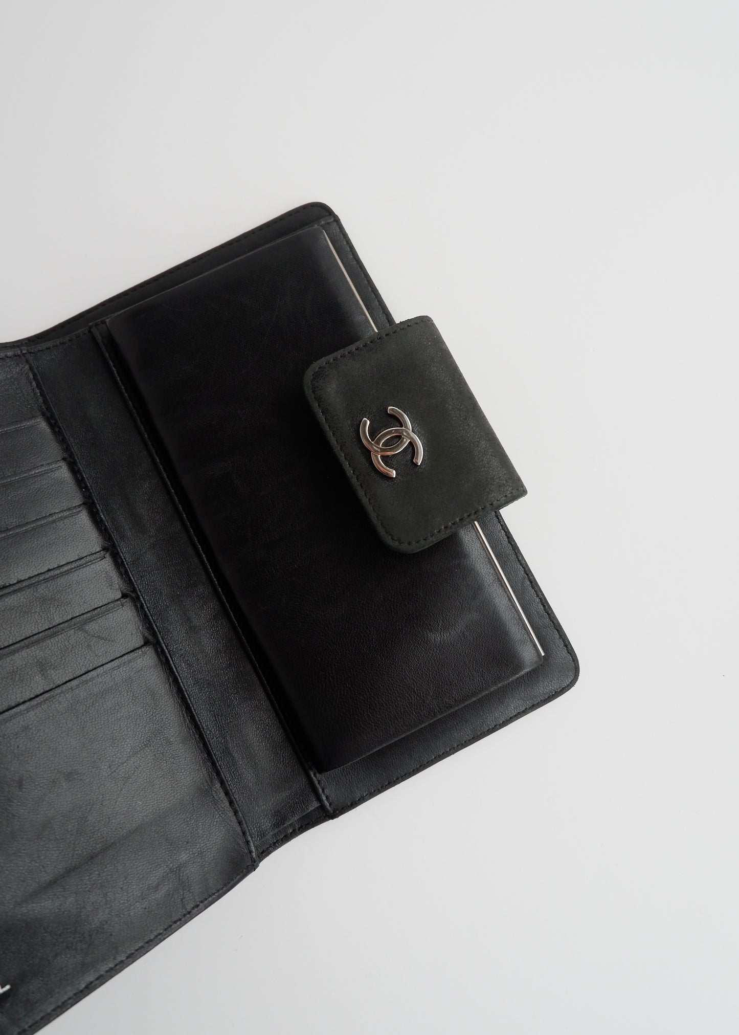 Authentic Preowned Chanel Black Lambskin Long Fold Wallet