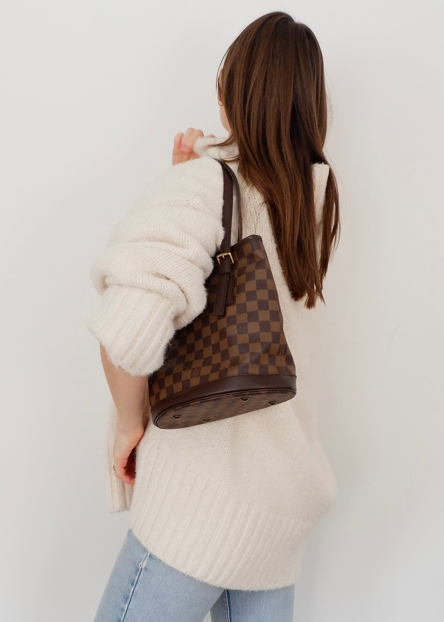 Authentic Preowned Louis Vuitton Damier Ebene Marais Bucket Bag