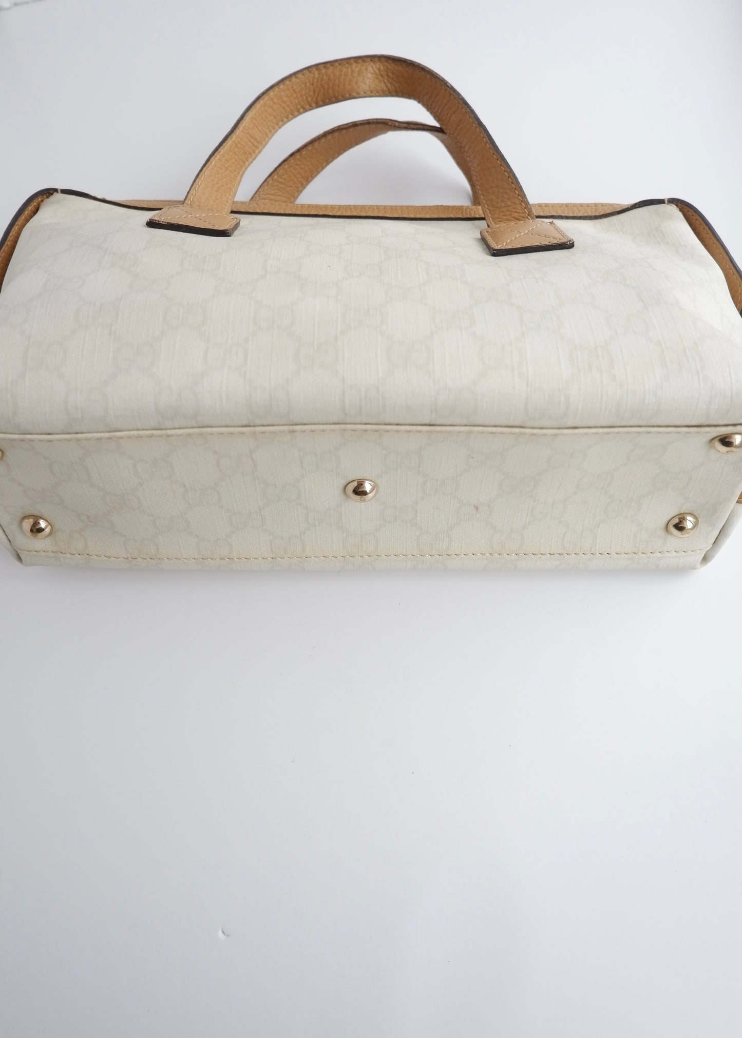 Authentci Preowned Gucci White GG Canvas East West Handbag