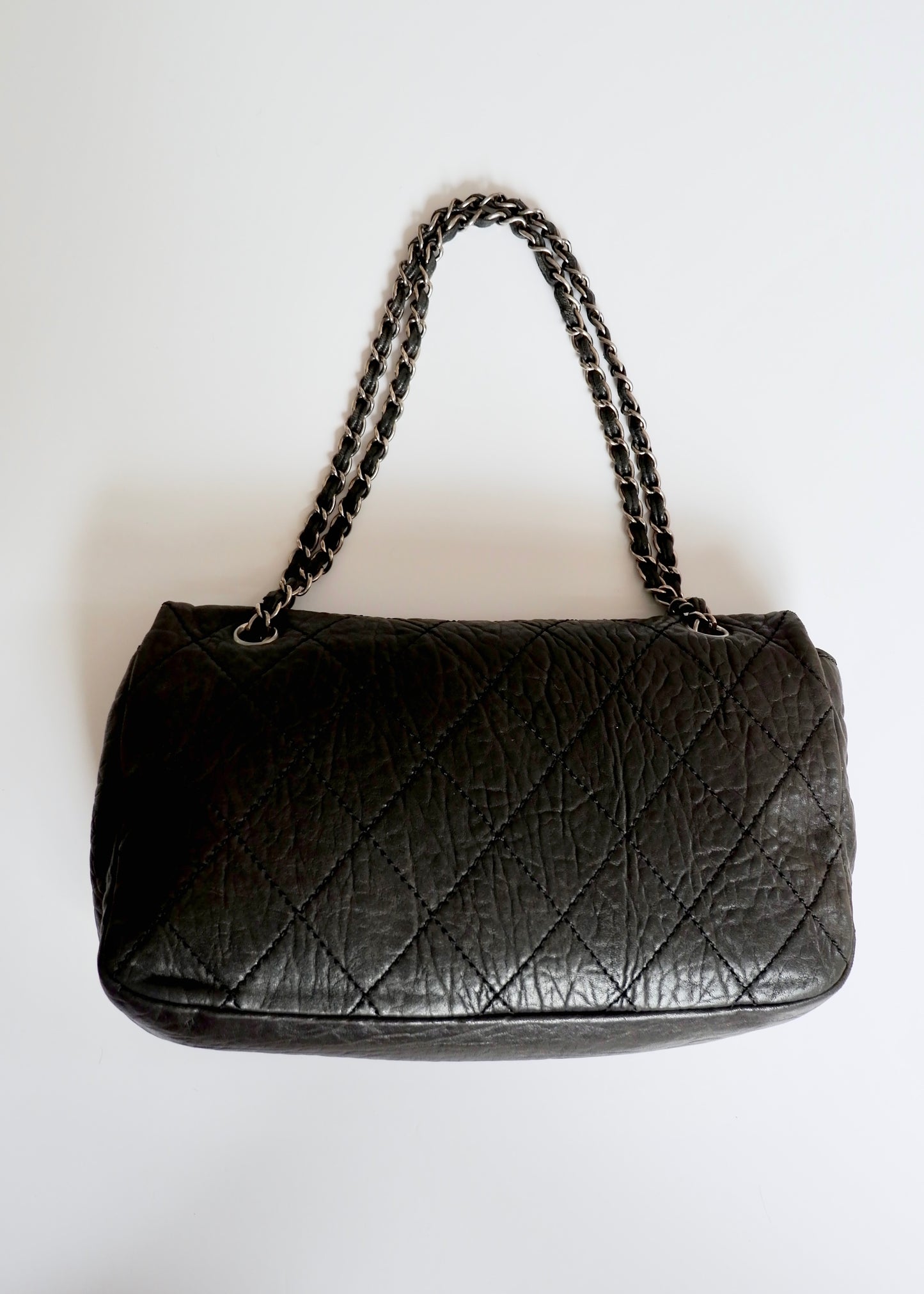 Authentic Preowned Chanel Black Lambskin Elephant Flap Shoulder Bag