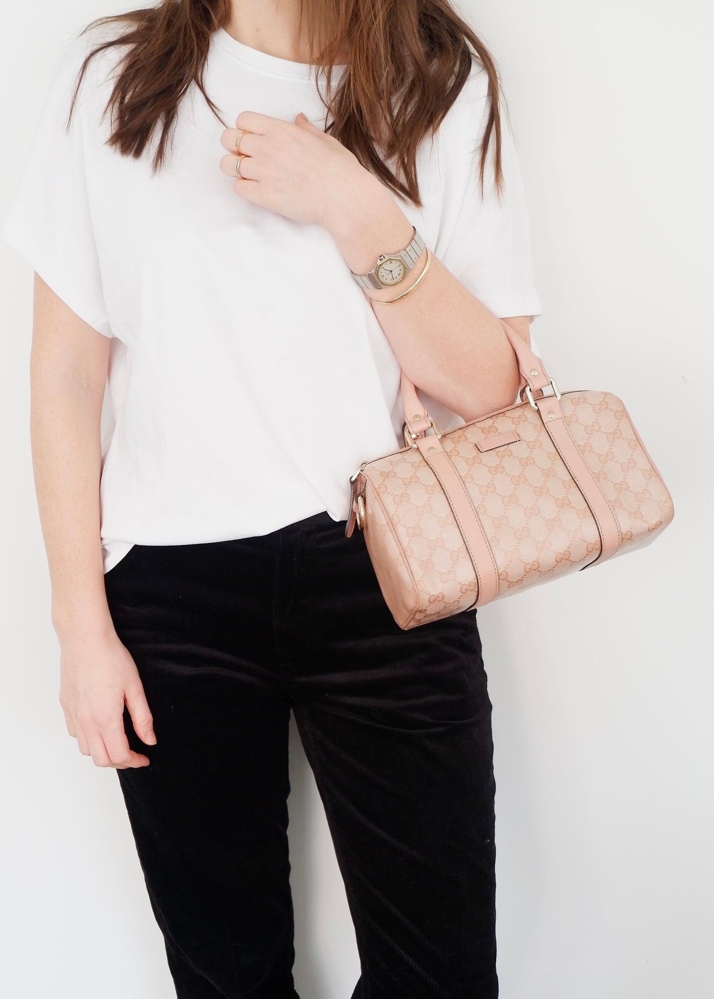 Authentic Preowned Gucci Pink GG Canvas Mini Boston Bag