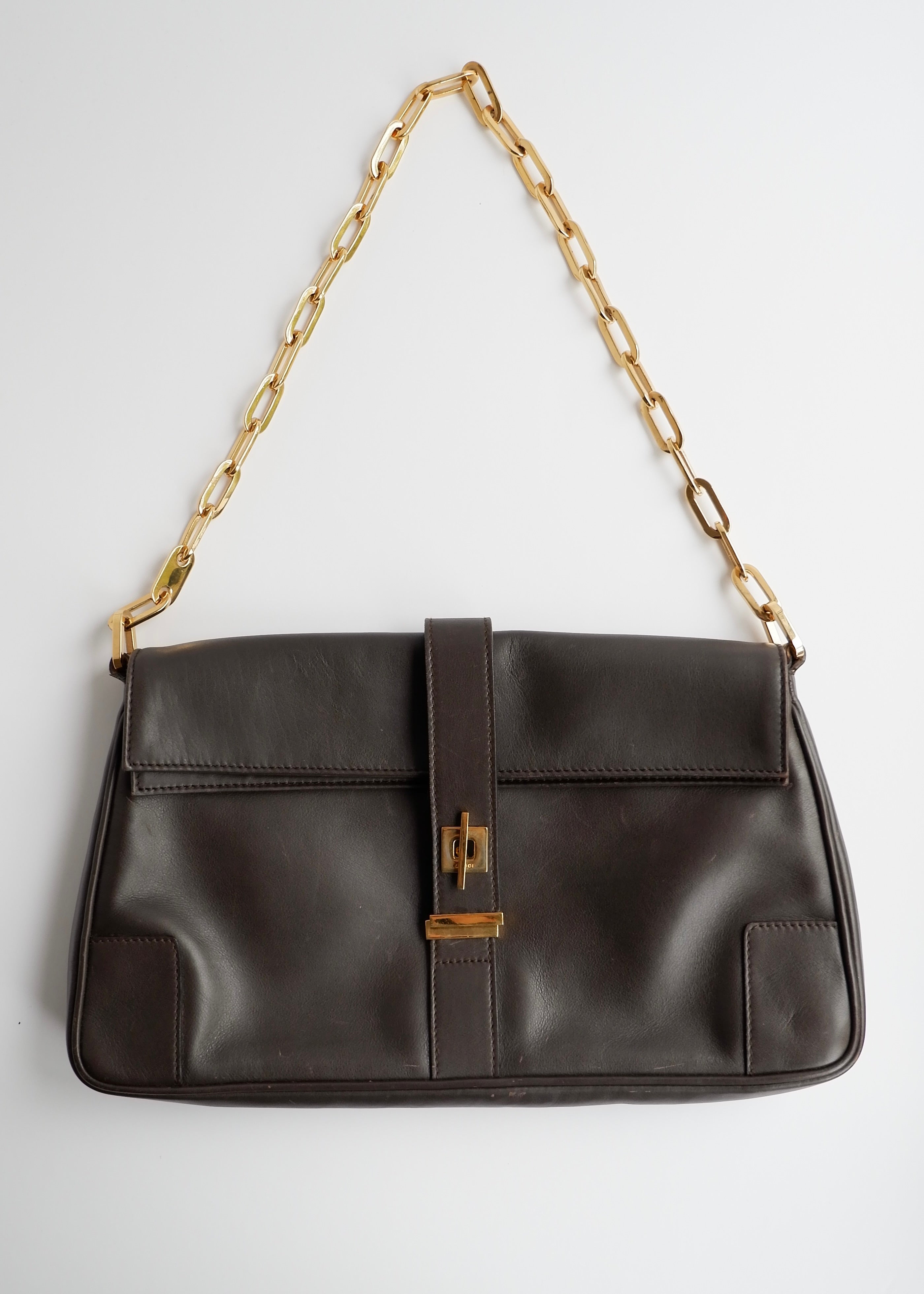 Authentic Preowned Gucci Brown Leather Shoulder Bag – HOUSE  display picture 1