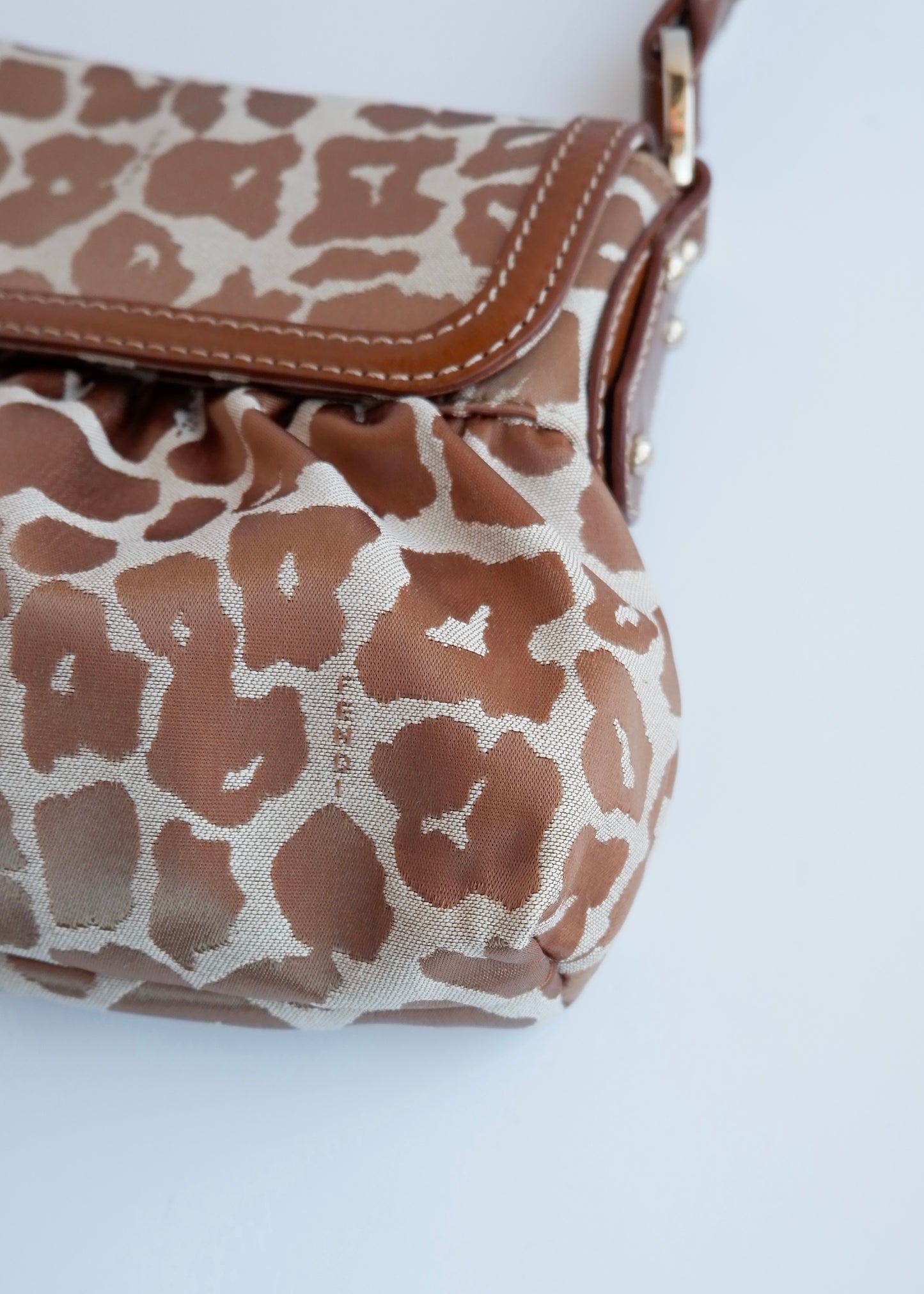 Authentic Preowned Fendi Brown/Beige Leopard Print Baguette Shoulder Bag
