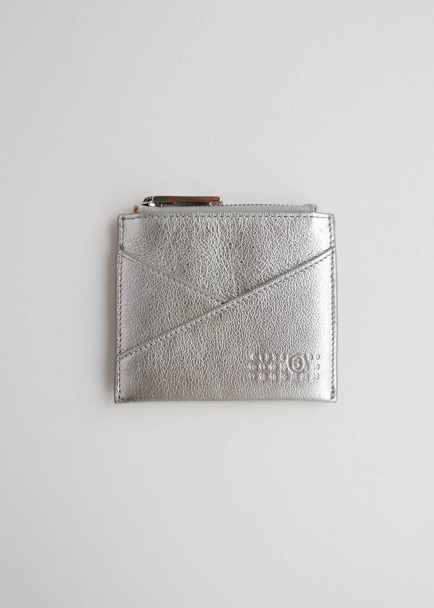 Authentic Preowned Maison Margiela Silver Metalic Leather Card Holder