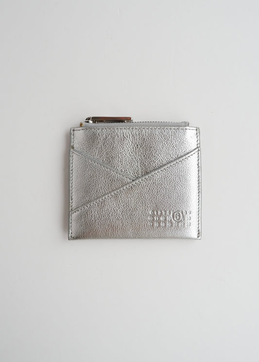 Authentic Preowned Maison Margiela Silver Metalic Leather Card Holder