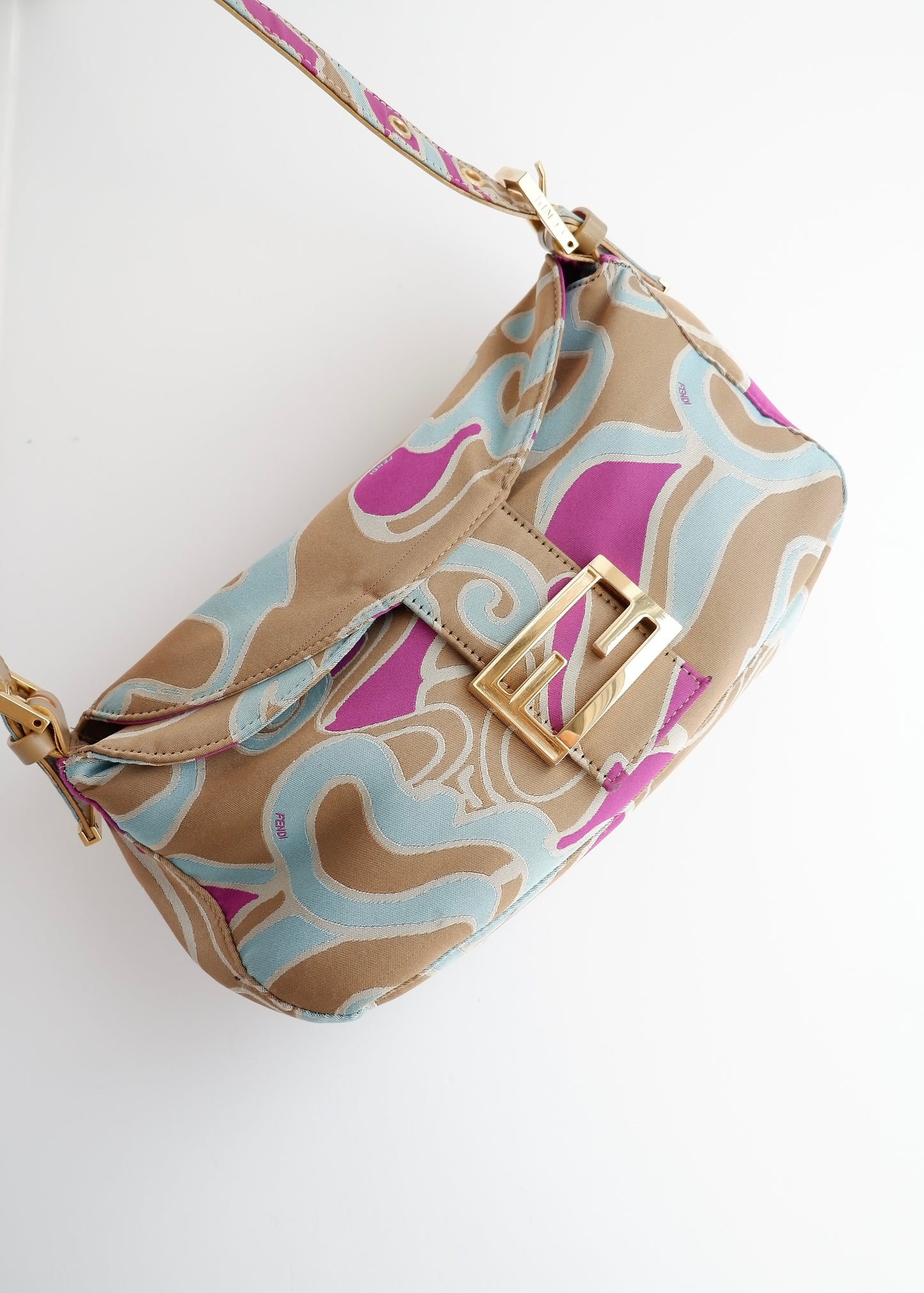 Authentic Preowned Fendi Psychedelic Swirl Multi Color Baguette Shoulder Bag