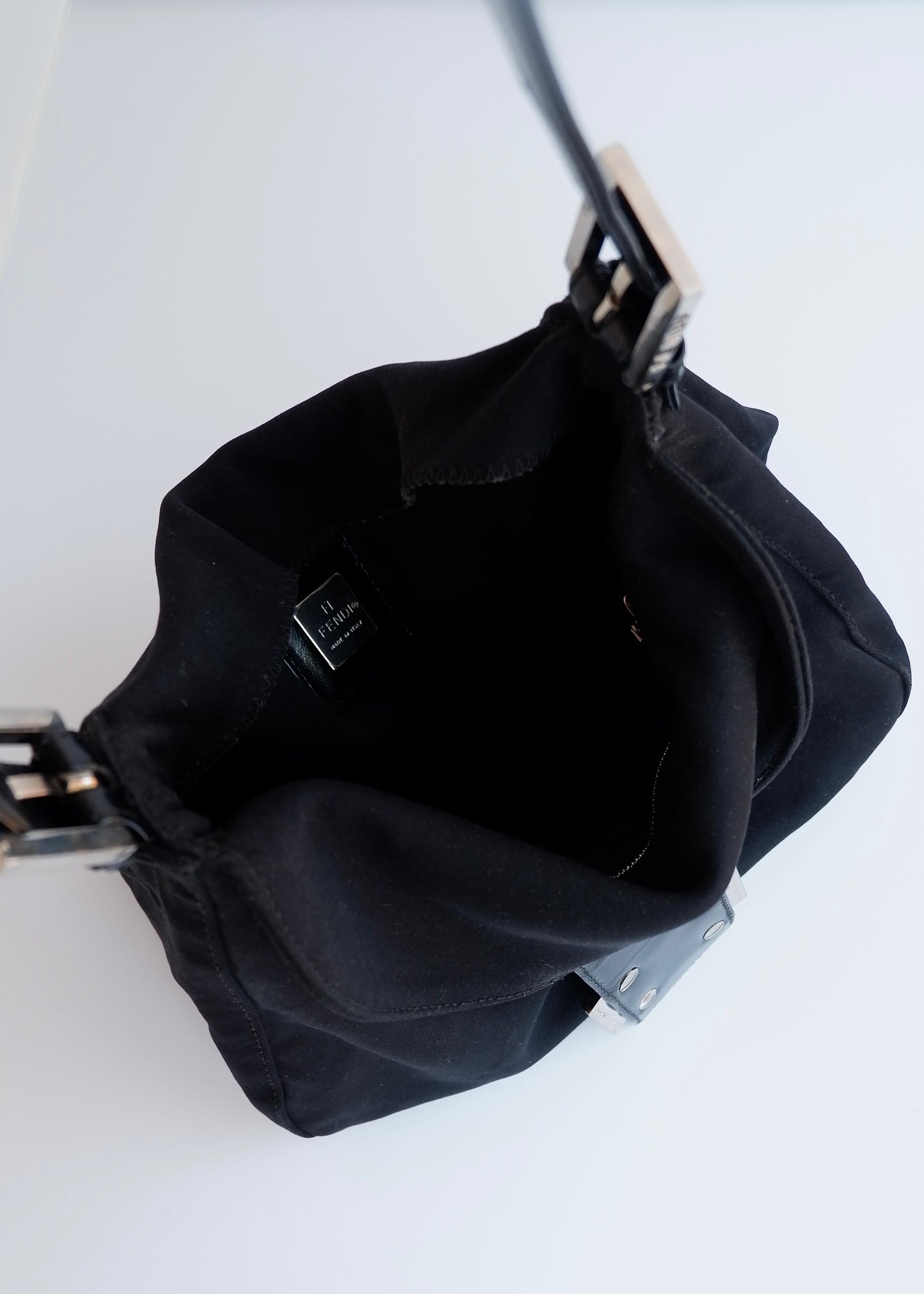 Authentic Preowned Fendi Black Fabric Baguette Shoulder Bag