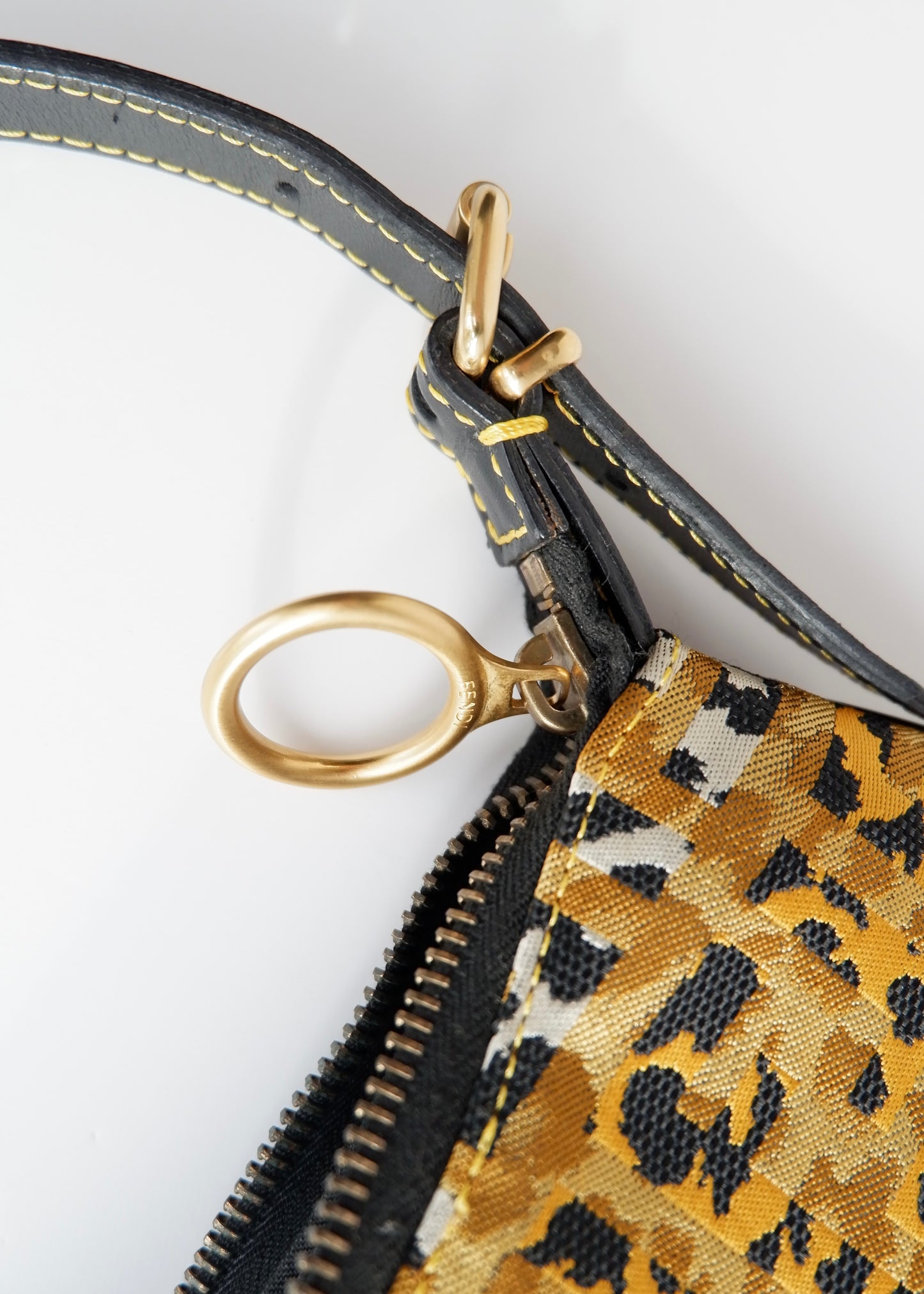 Authentic Preowned Fendi Black Animal Print Zucca Oyster Bag