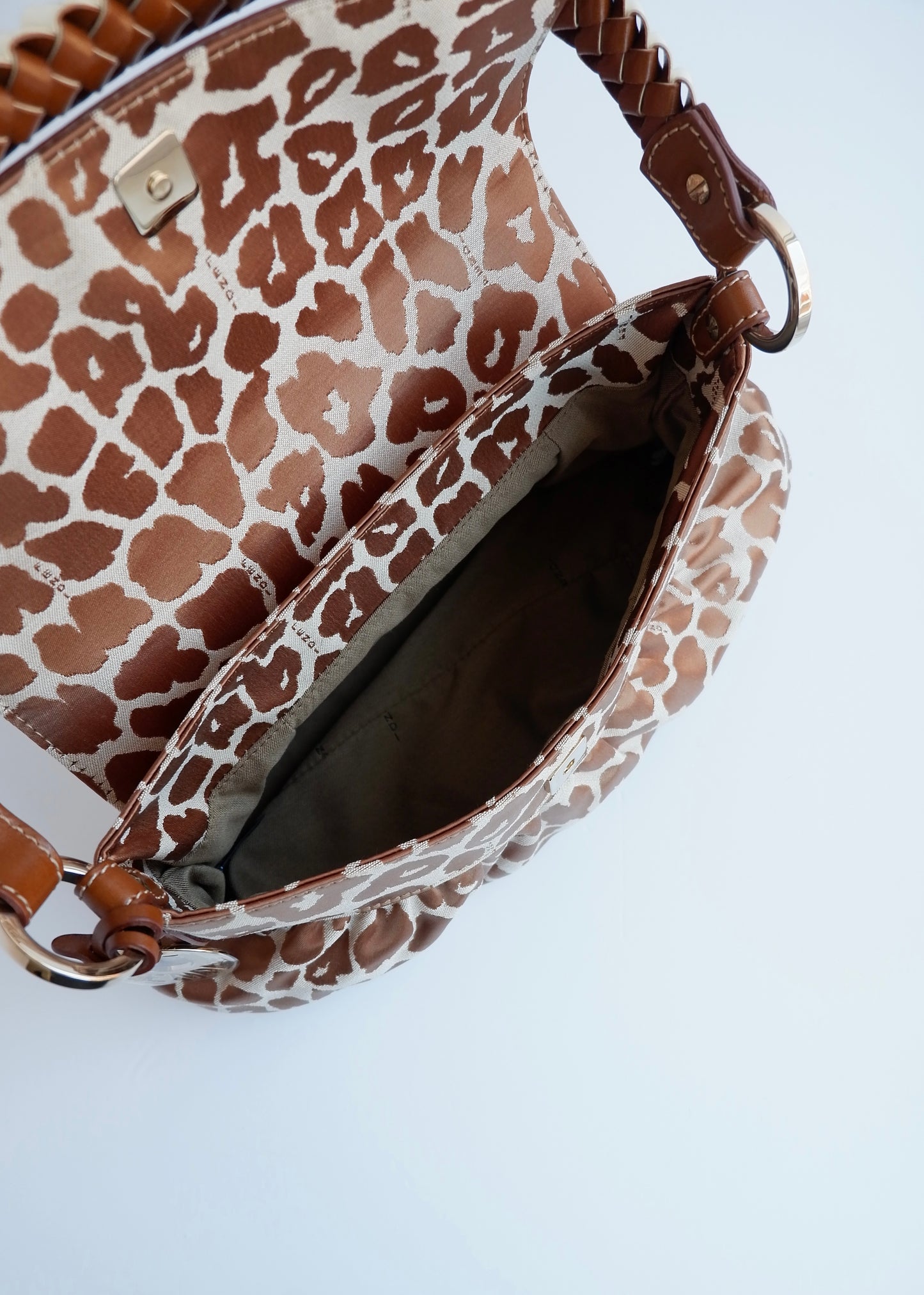 Authentic Preowned Fendi Brown/Beige Leopard Print Baguette Shoulder Bag