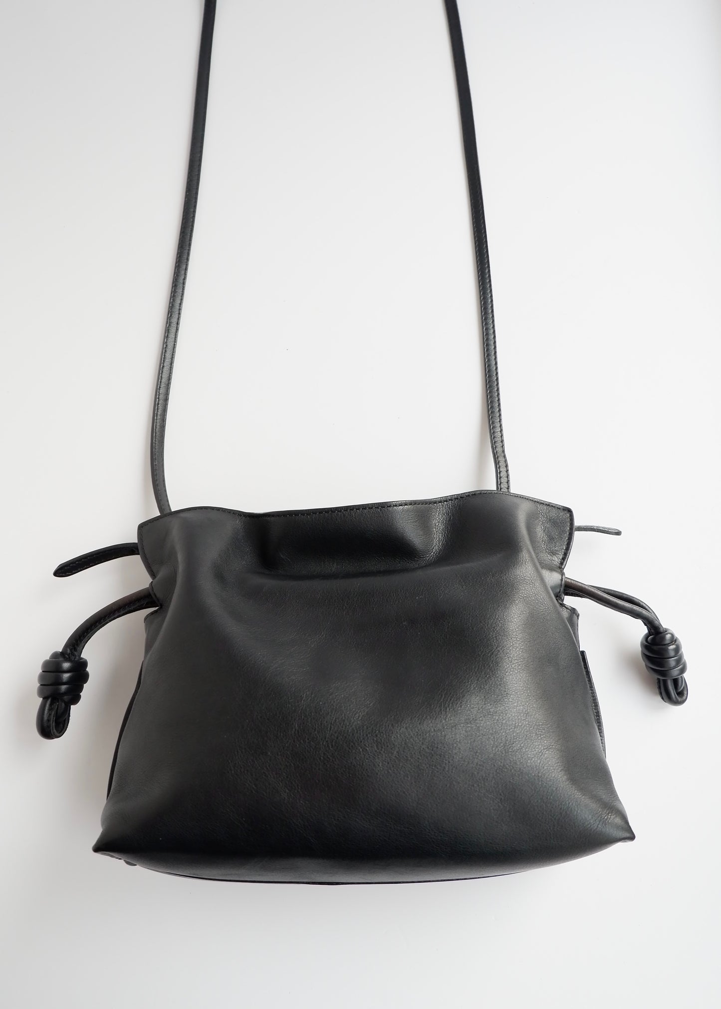 Authentic Preowned Loewe Black Leather Flamenco Knot Clutch/ Crossbody Bag