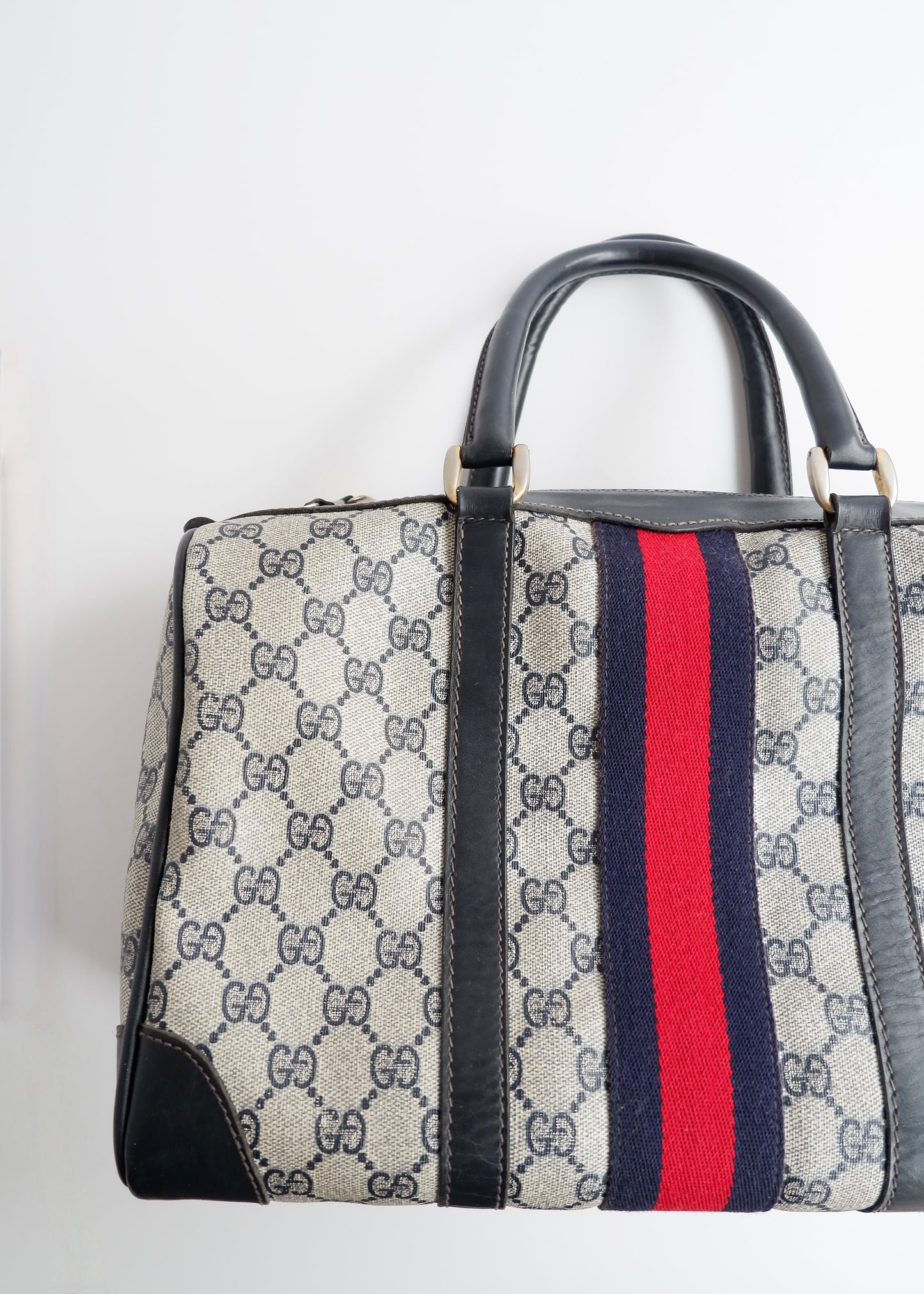 Authentic Preowned Vintage Gucci Navy Boston Bag