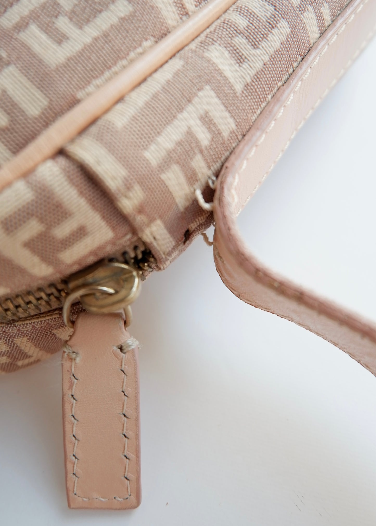 Authentic Preowned Fendi Pink Zucchino Canvas/ Leather Crossbody Bag