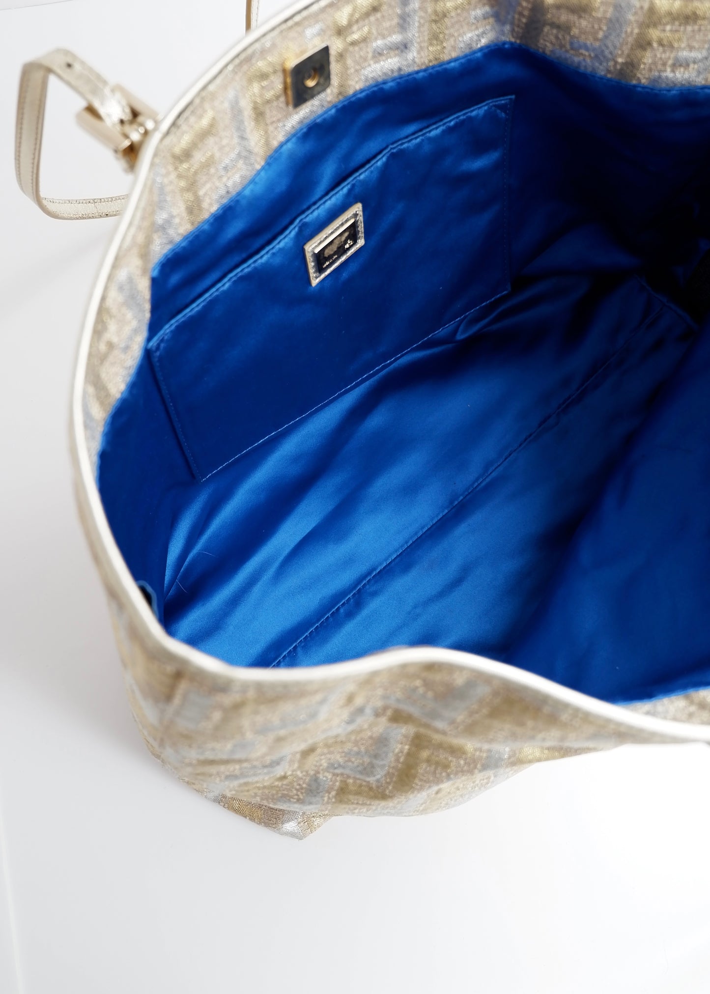 Authentic Preowned Fendi Gold/ Silver Canvas Zucca Tote Bag