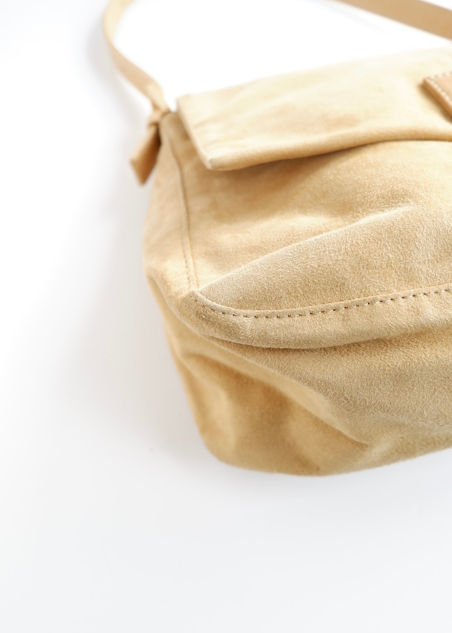 Authentic Preowned Fendi Beige Suede Mamma Baguette Shoulder Bag